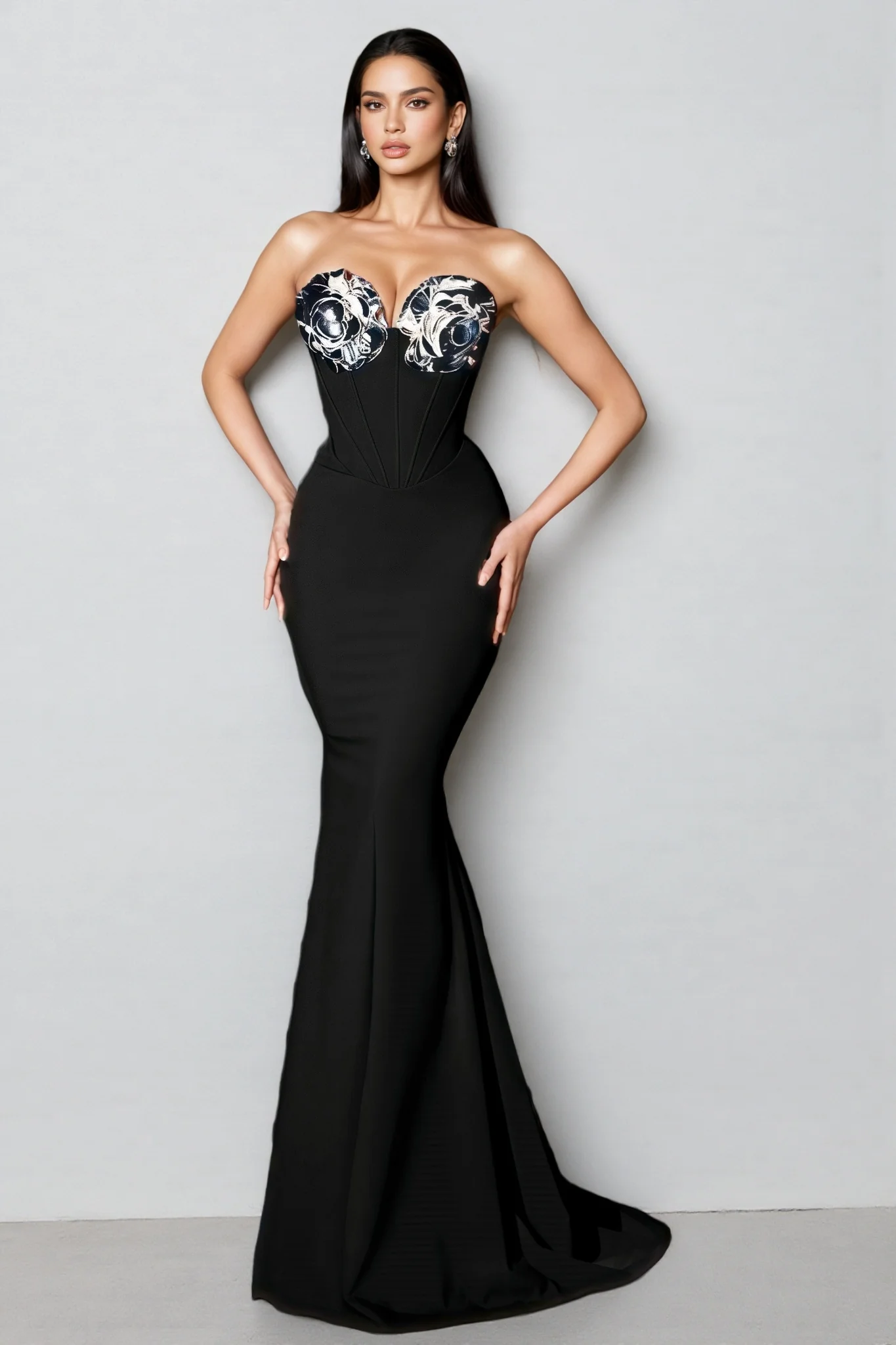 Nico Sheath Fishtail Floral Maxi Dress