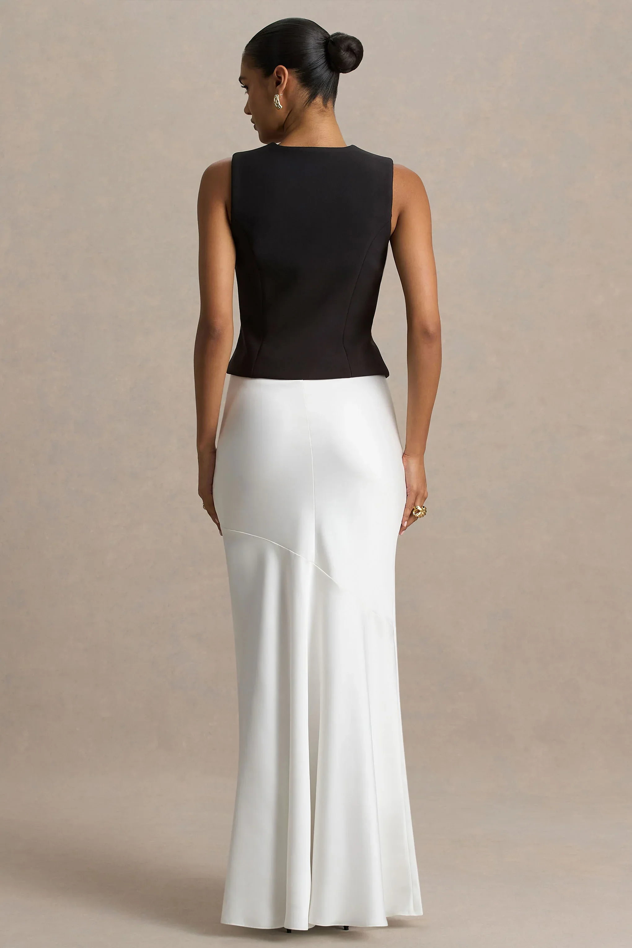 Lilah  | Cream Satin Maxi Skirt