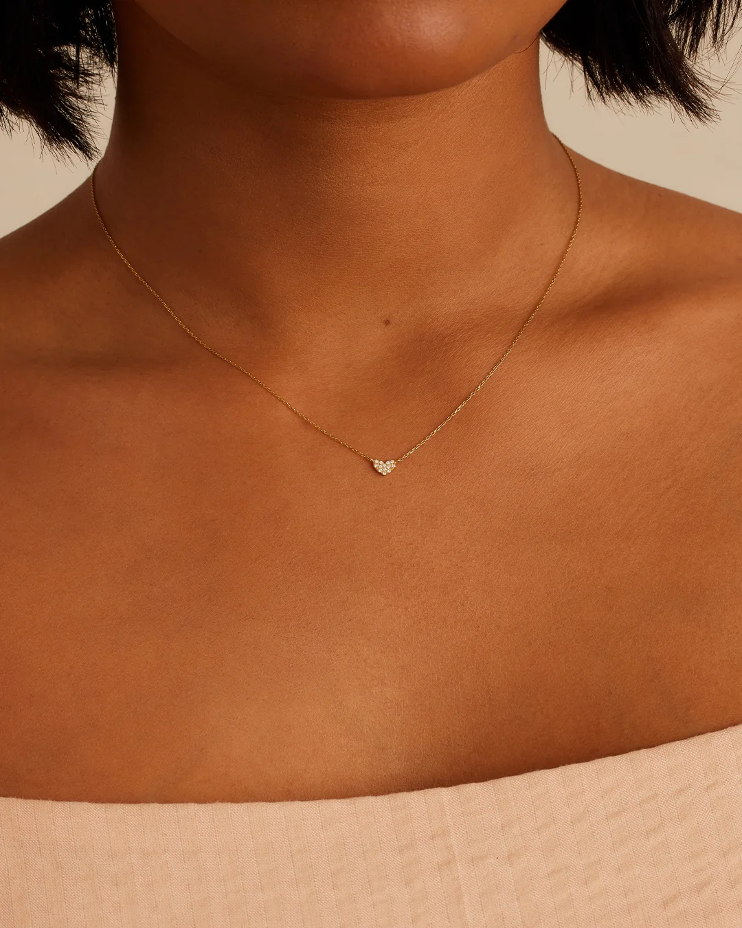 14K Diamond Pav�� Mini Heart Necklace