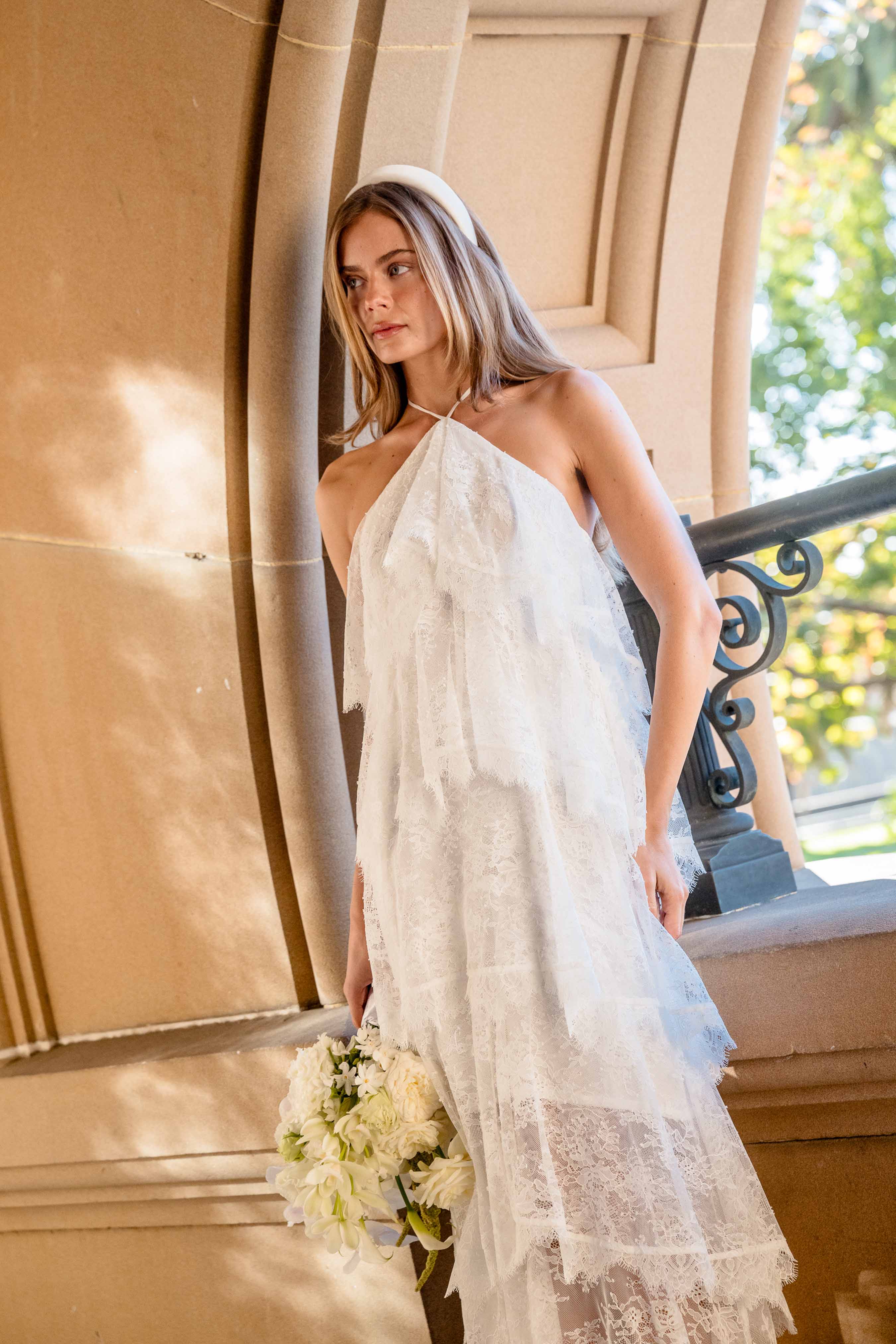 Evelin Lace Gown in White