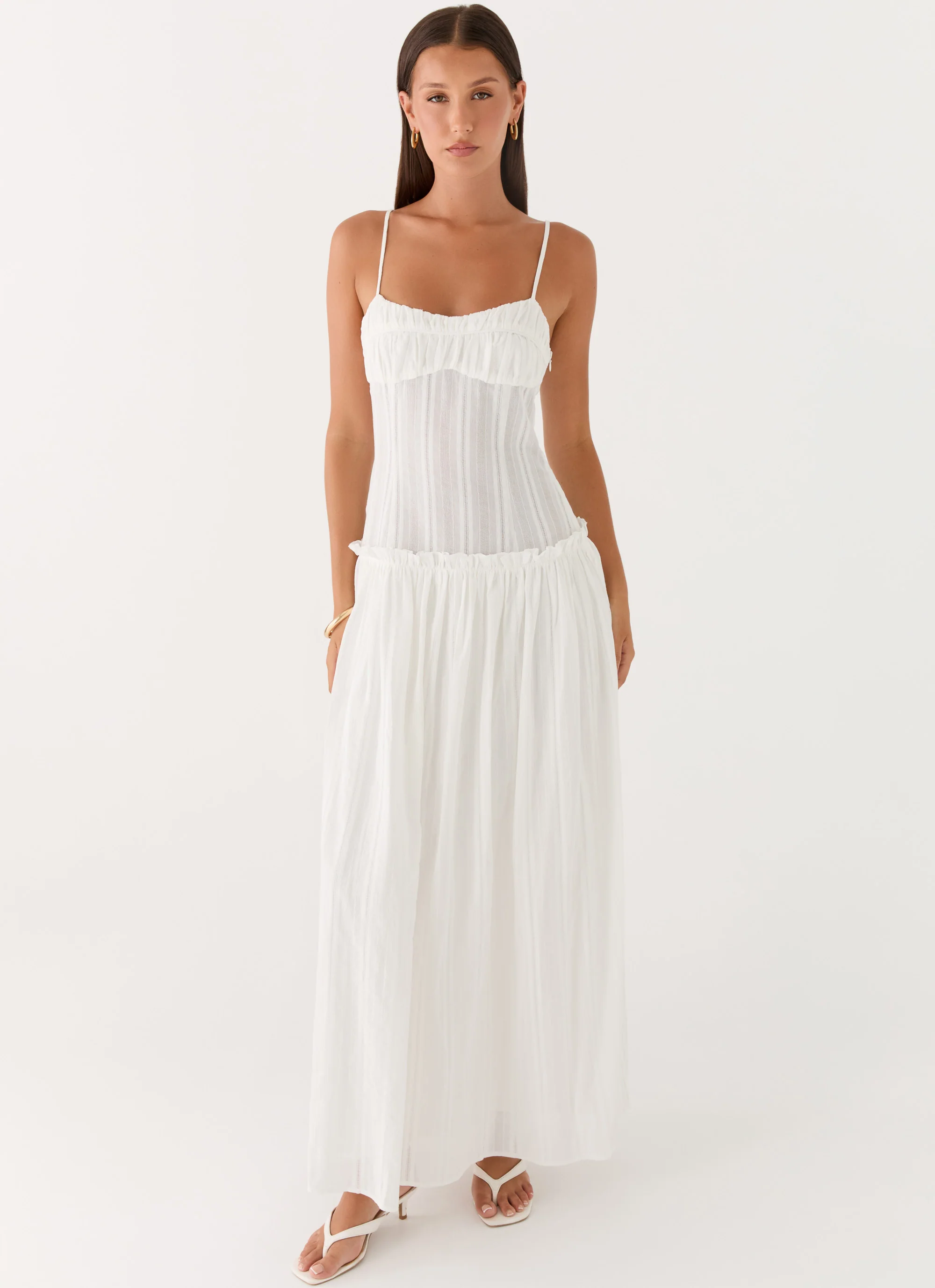 Jacinda Drop Waist Maxi Dress - Ivory - luluinthesky