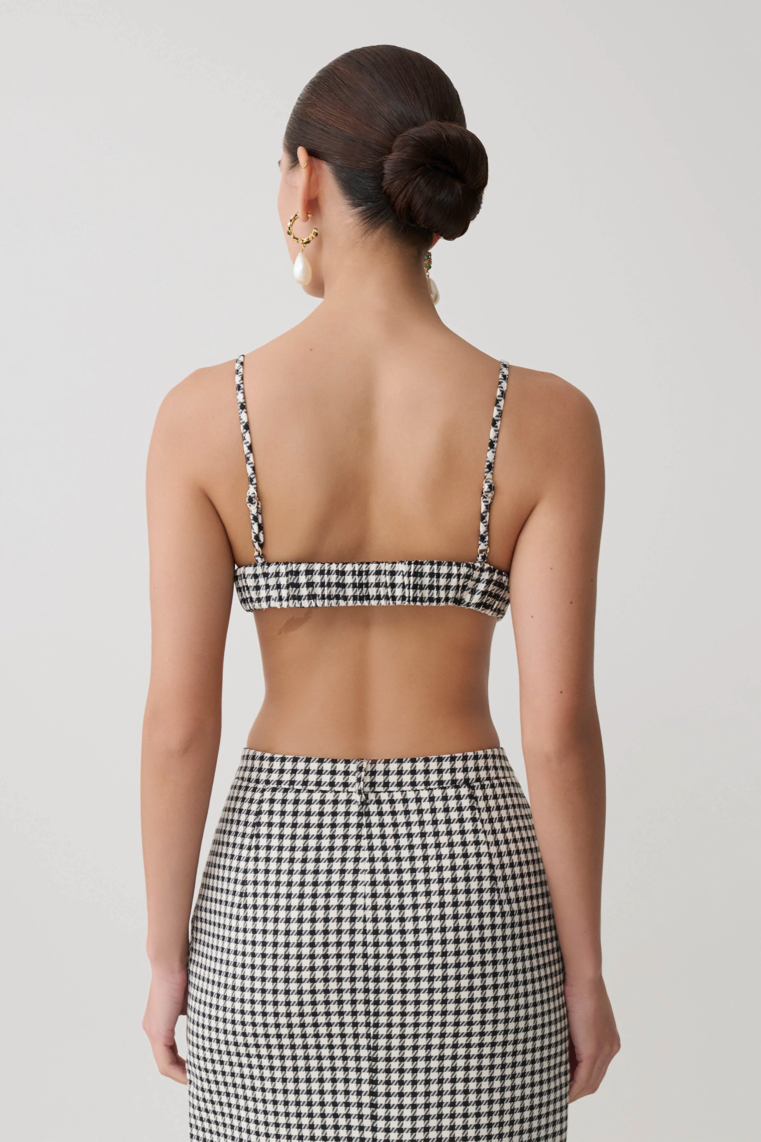 Amelie Tweed Bralette - Houndstooth