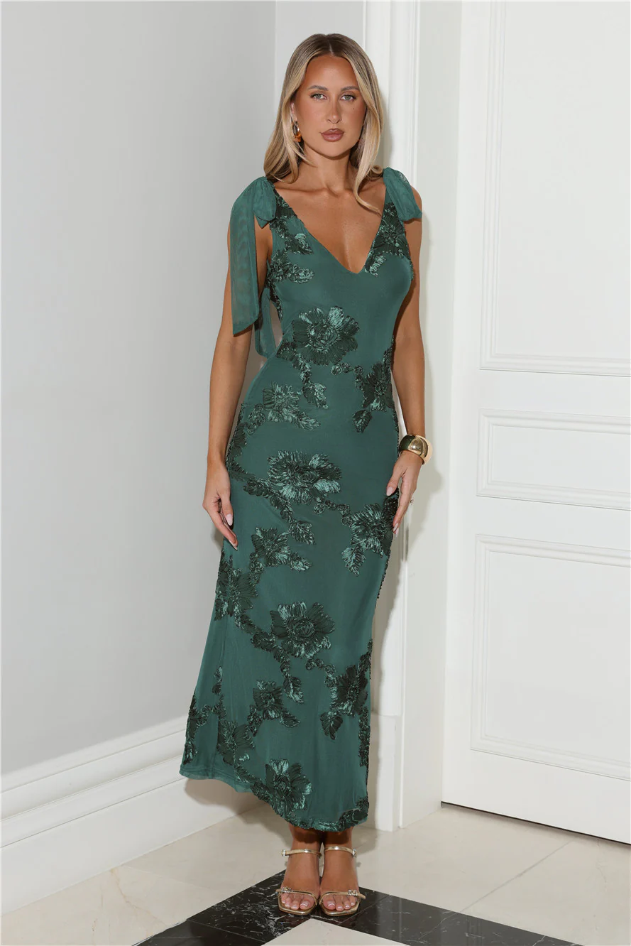 Golden Doll Mesh Maxi Dress Teal