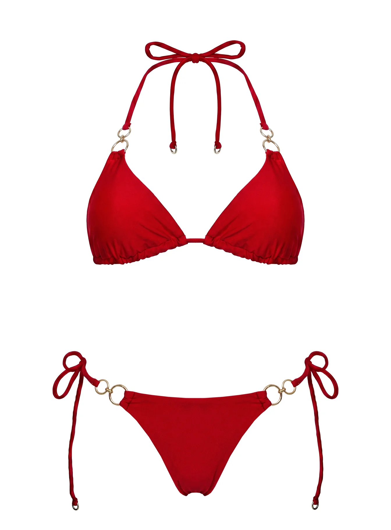 Sun Drenched Hardware Detail Bikini Top Red