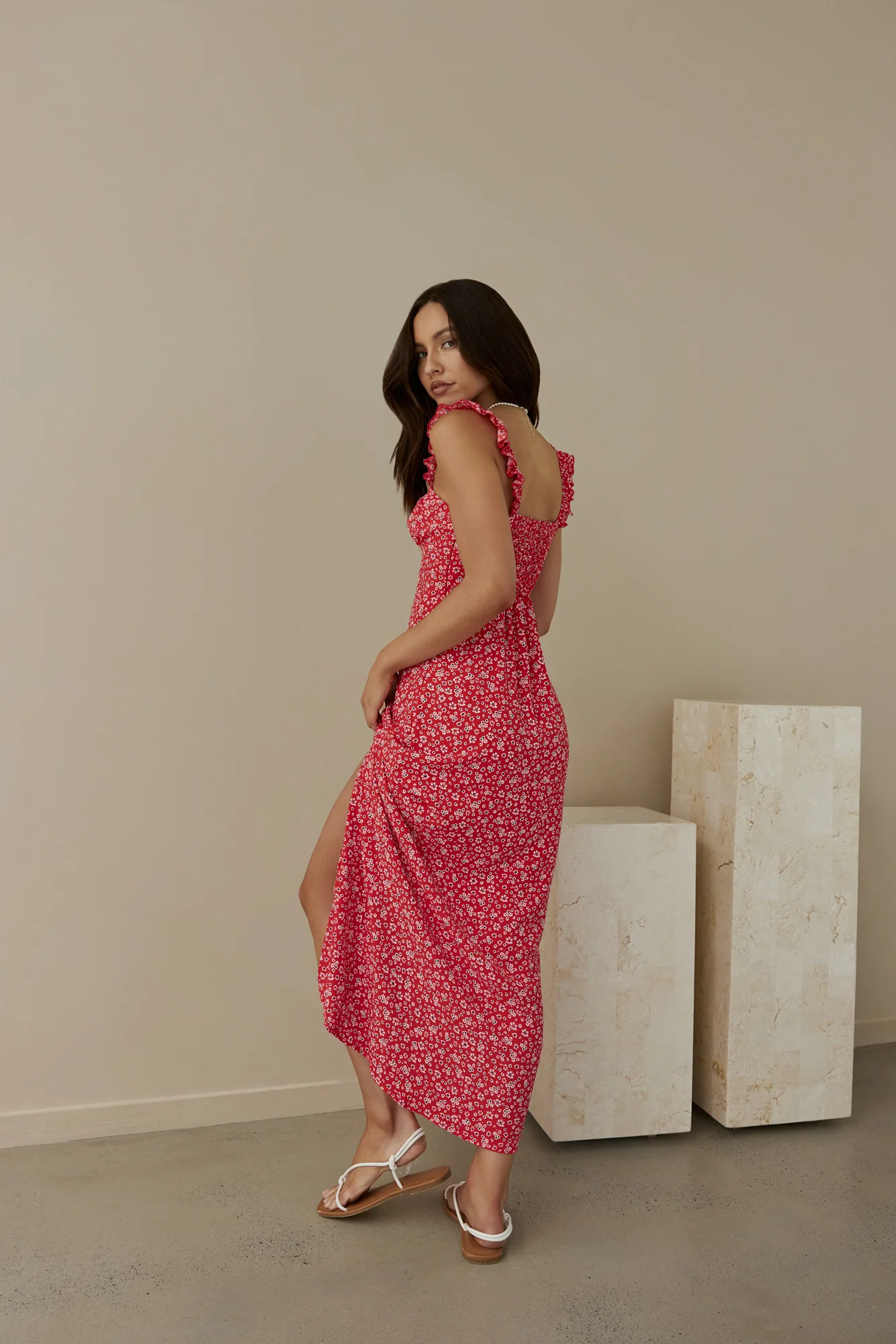 Berry Bloom Maxi Dress Red