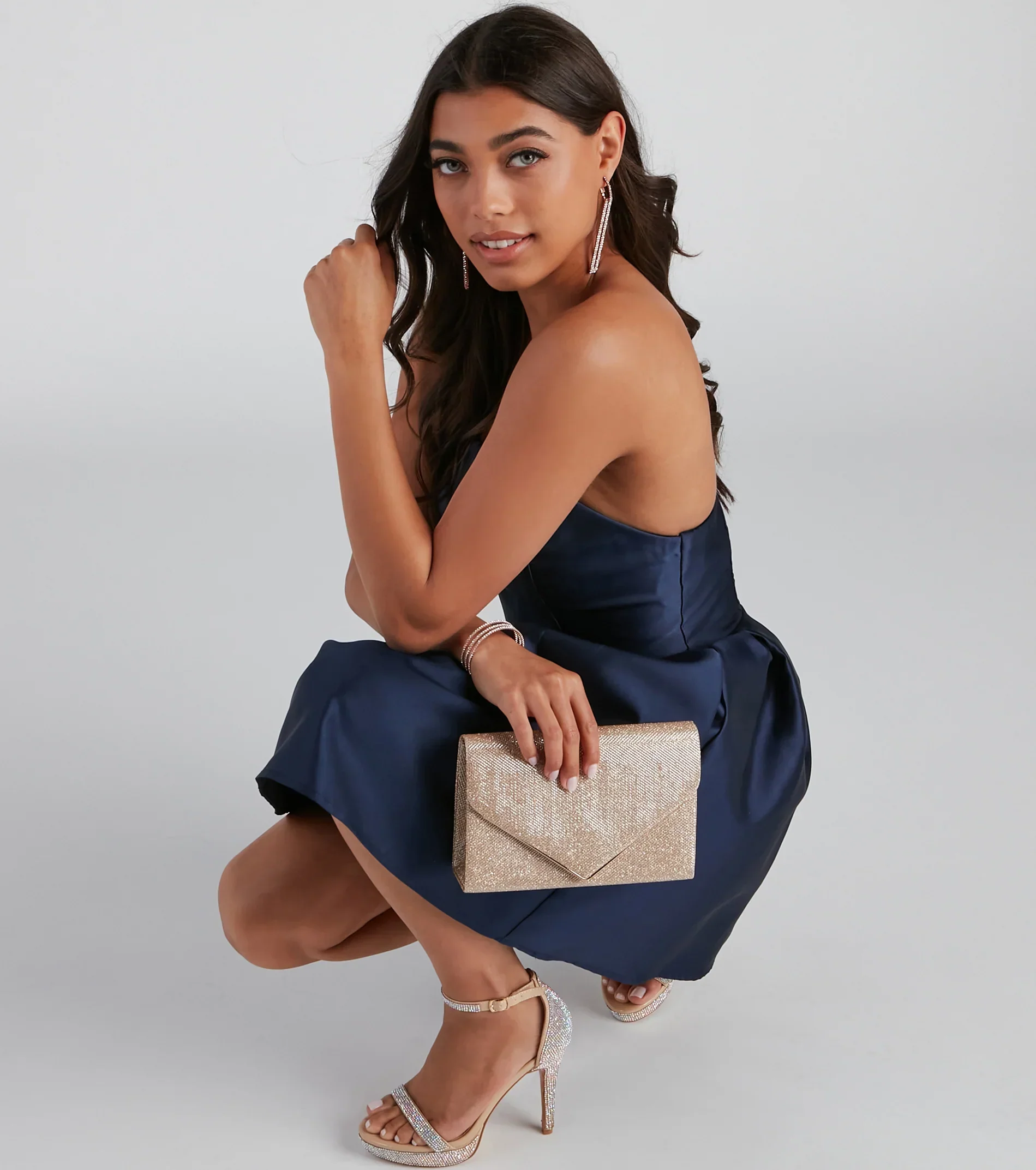 Glitter Mesh Envelope Crossbody