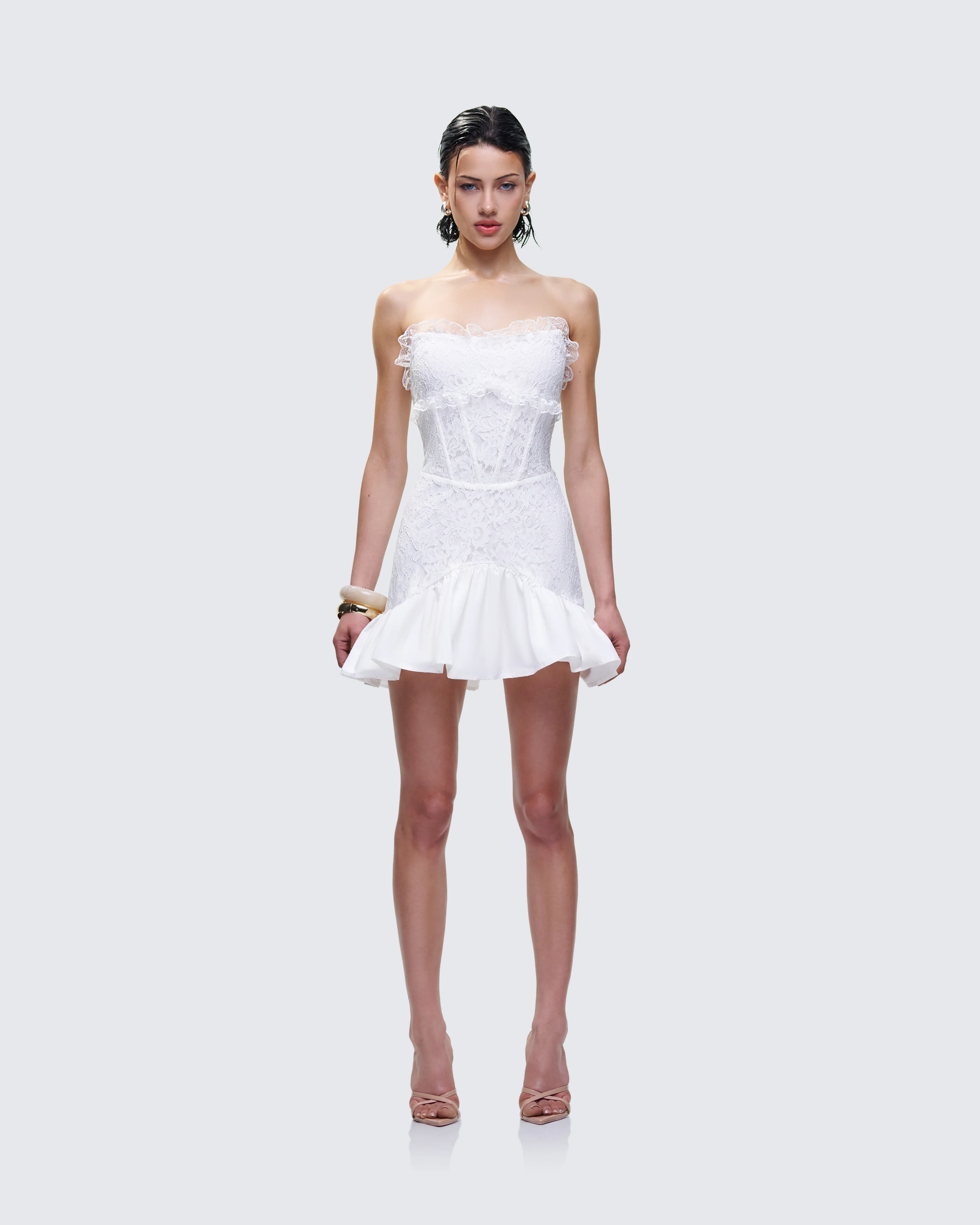 Kimi White Lace Corset Mini Dress