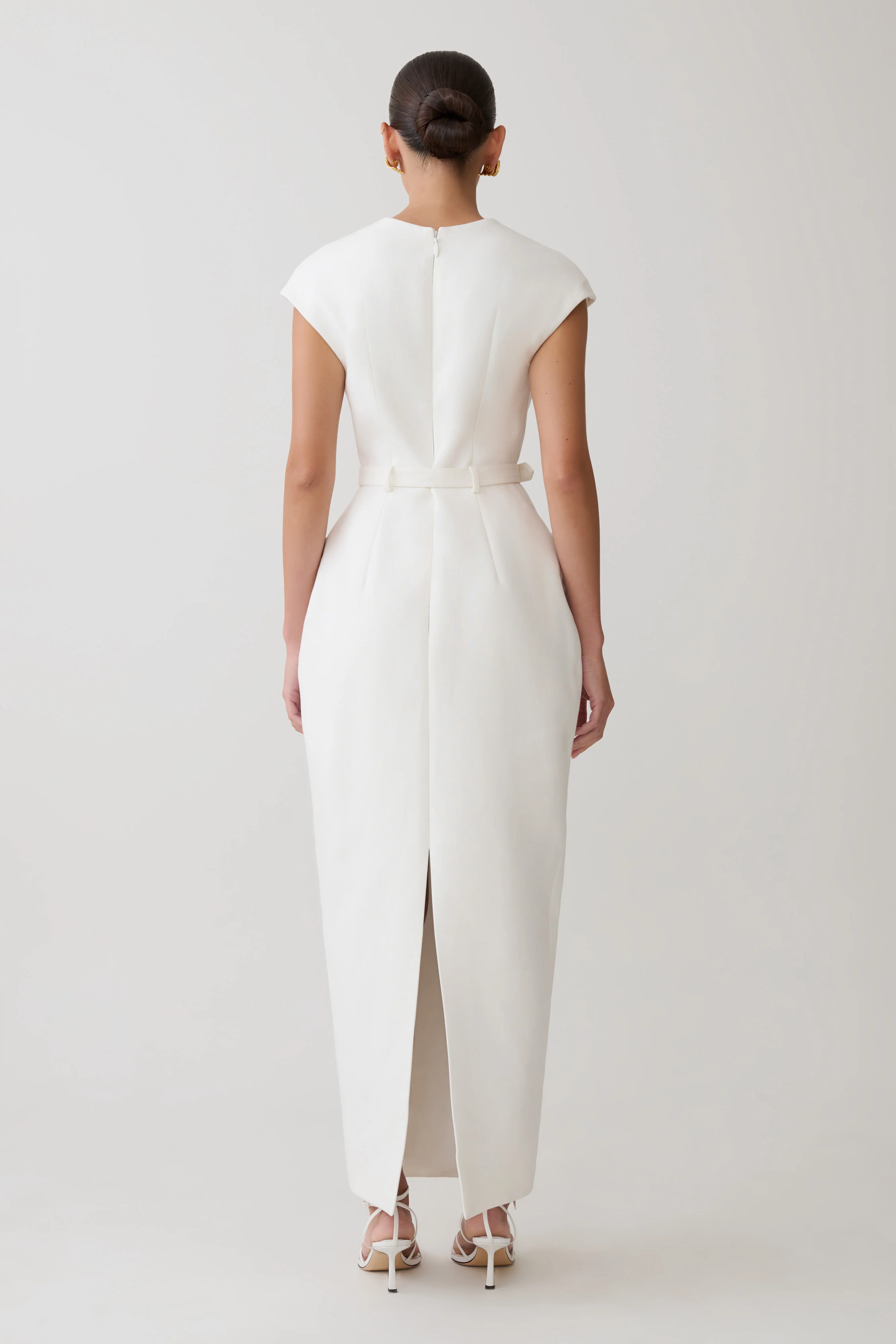 Livia V Neck Linen Maxi Dress - White