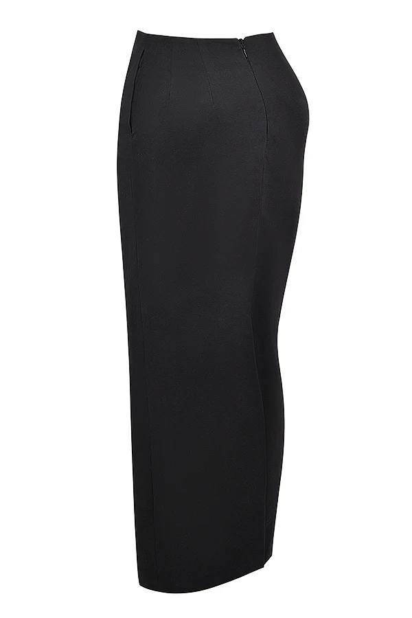 Black Twill Maxi Skirt
