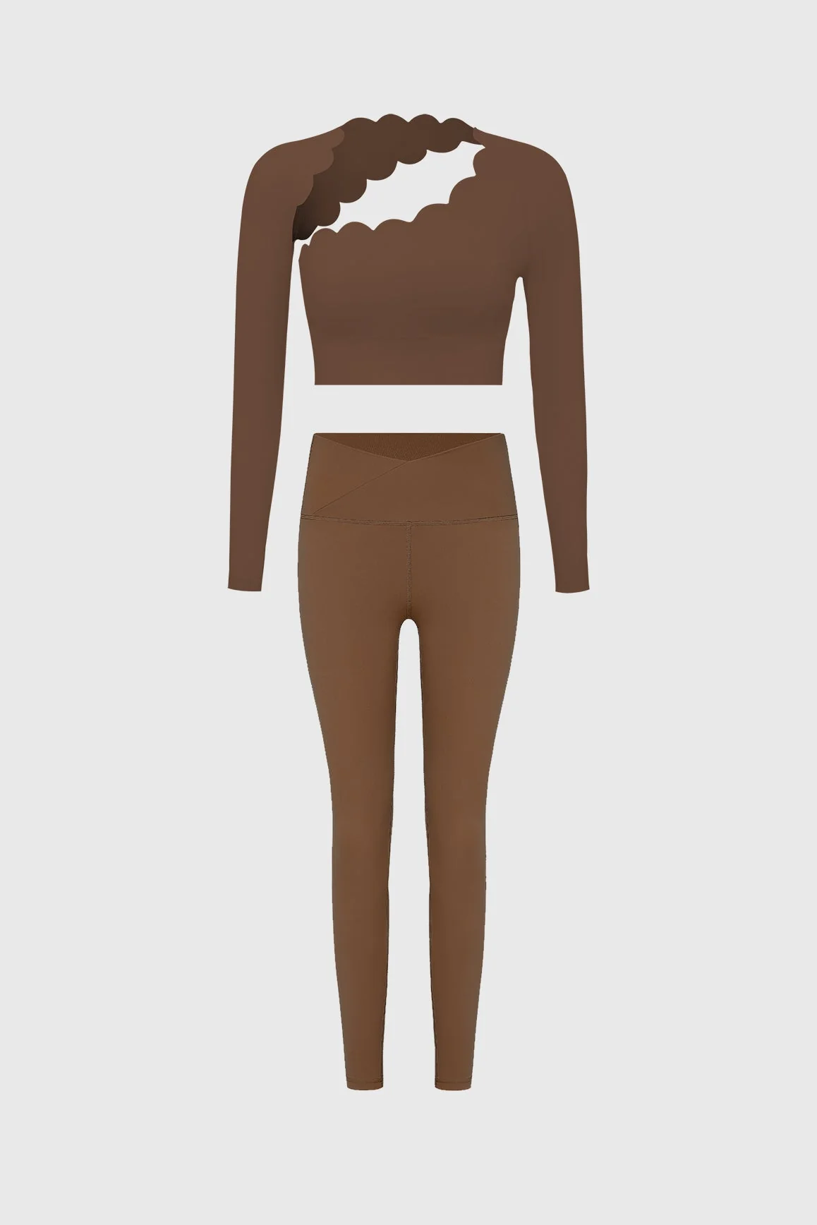Asymmetrical Long Sleeve Crop Top & V-waist Yoga Legging