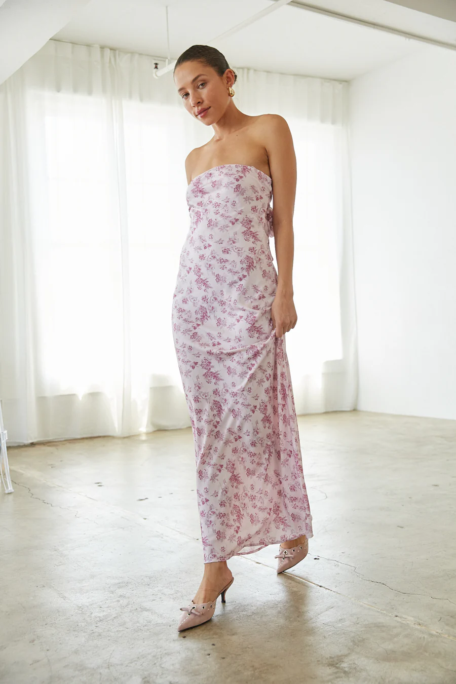 Britt Strapless Tie Back Maxi Dress - luluinthesky