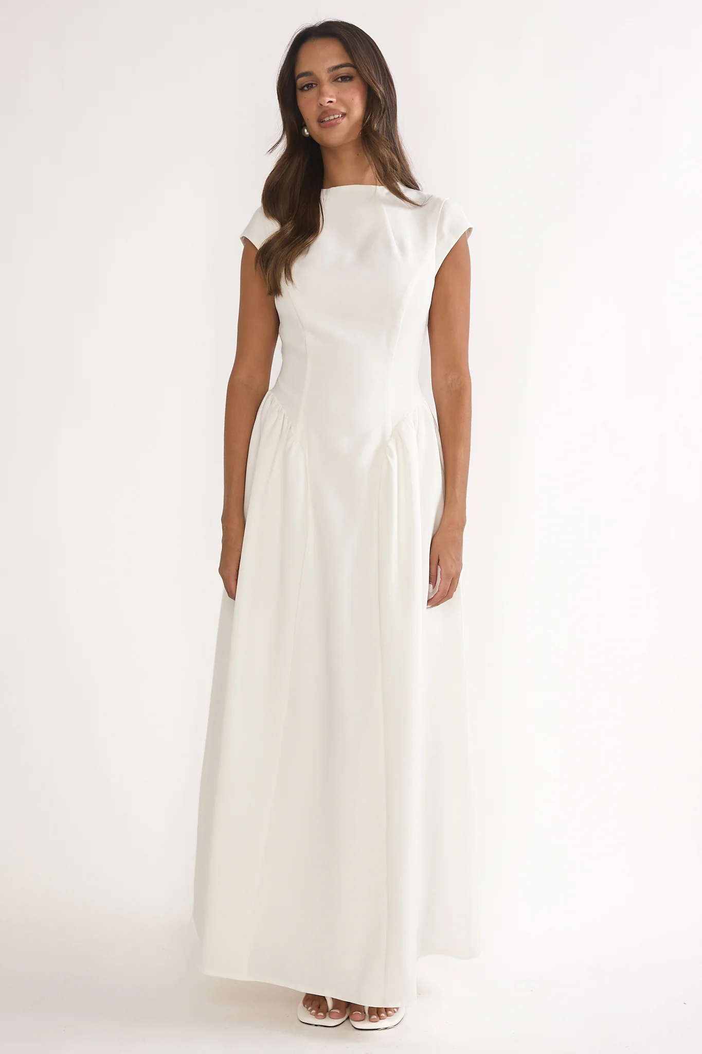 Lynnie Cap Sleeve Maxi Dress Cream - luluinthesky