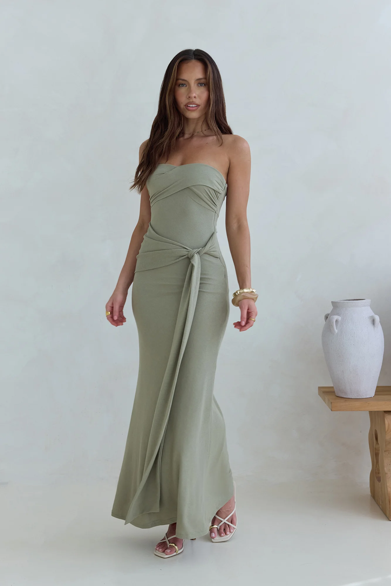 Follow You Strapless Maxi Dress Sage - luluinthesky