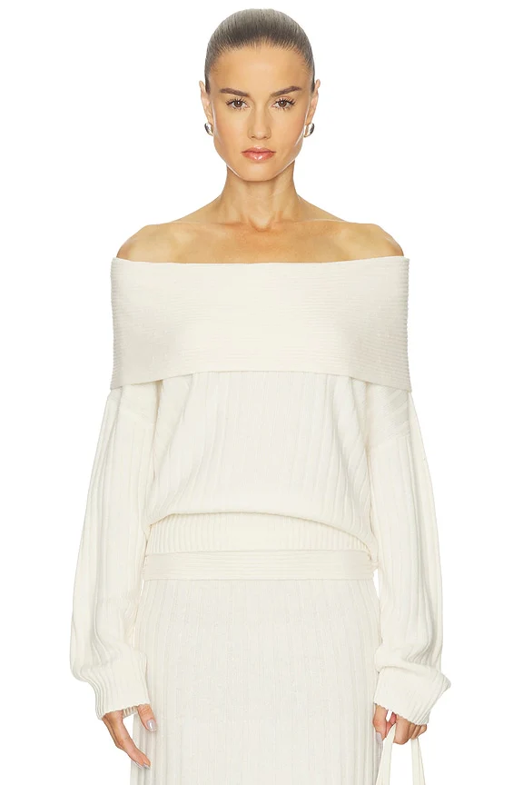 Premium Cashmino Ribbed Draped Top
