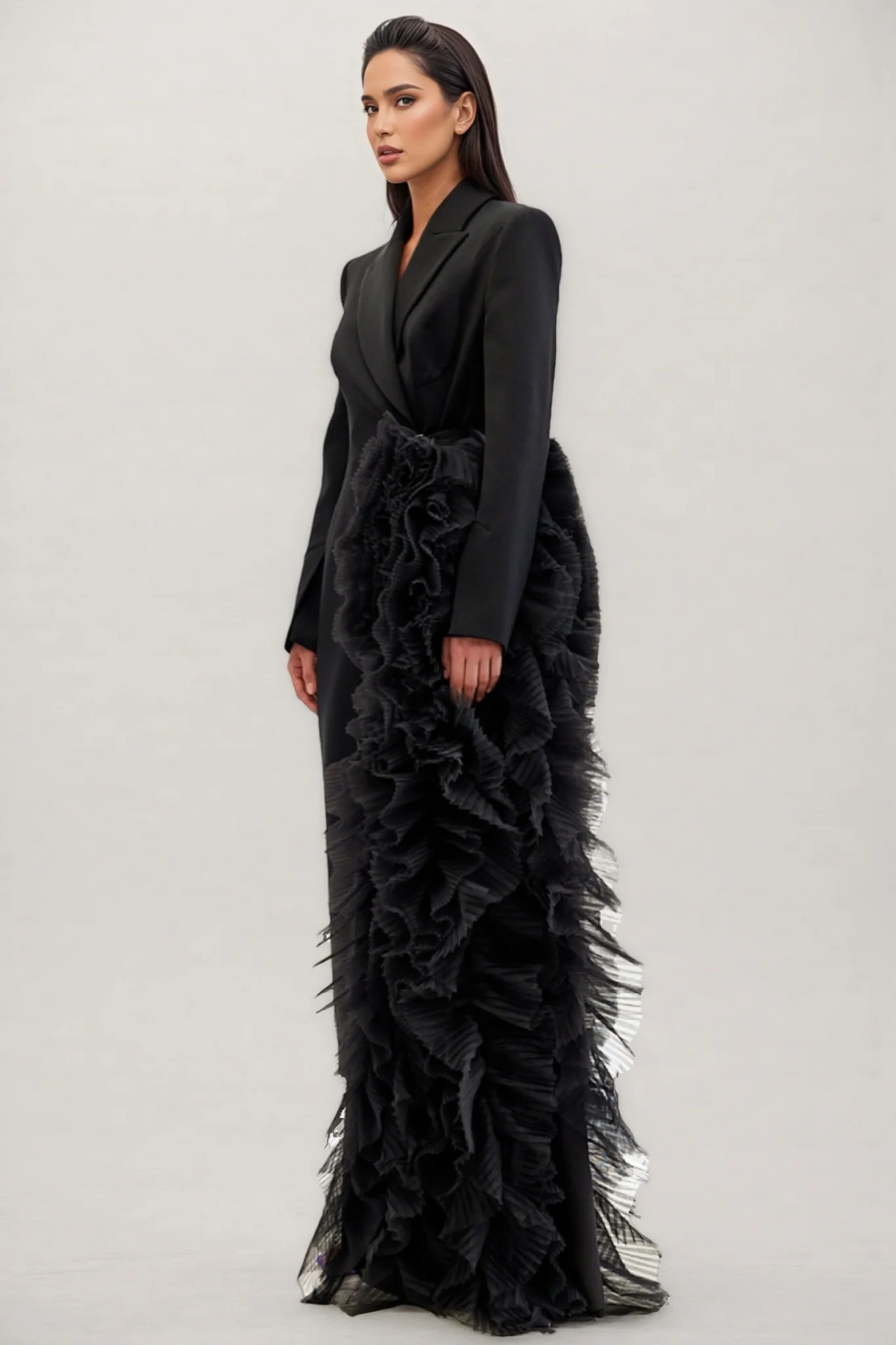 Edmund Irregularly Spliced Mesh Maxi Dress