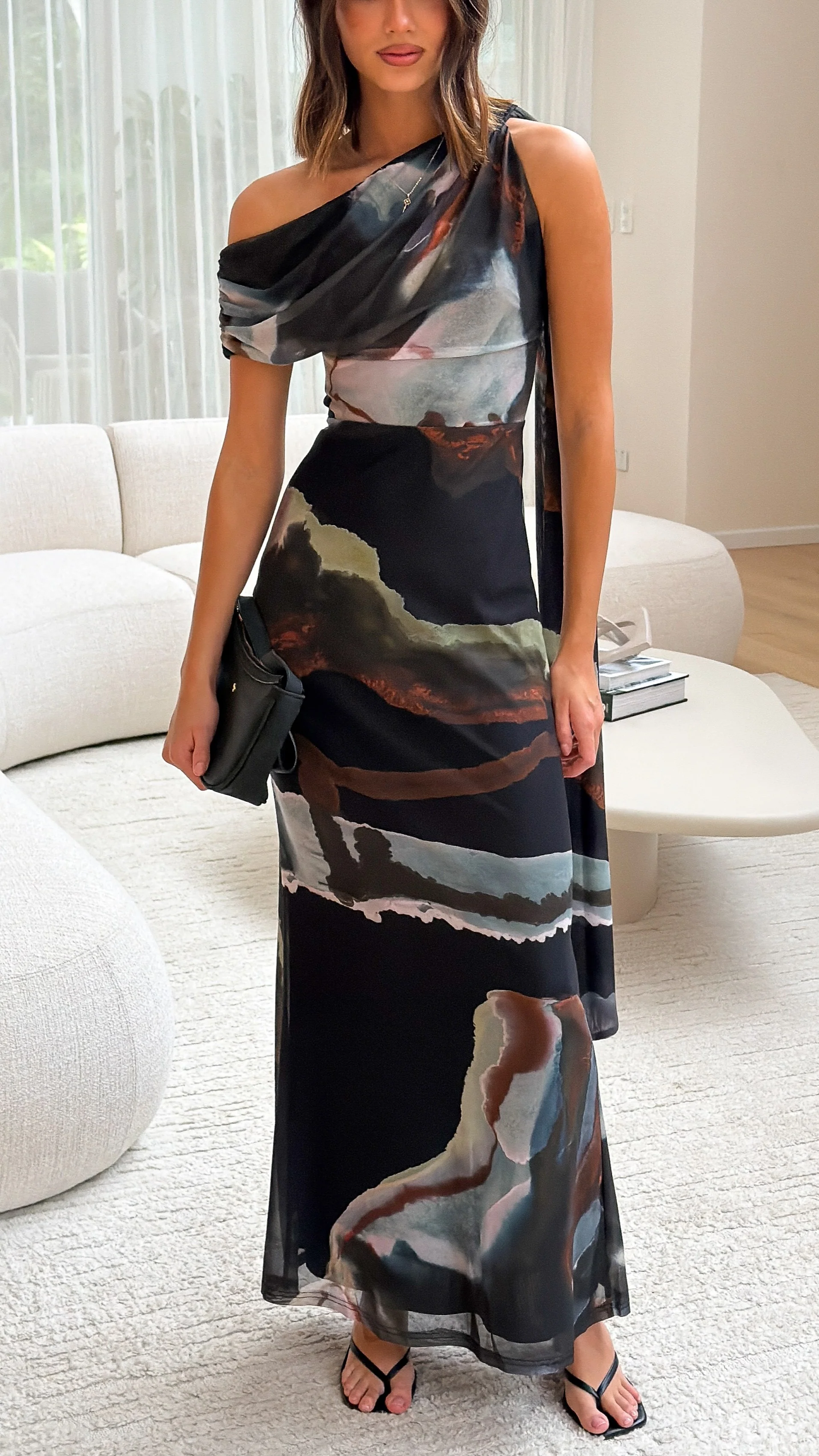 Geneva Maxi Dress - Green Abstract - luluinthesky