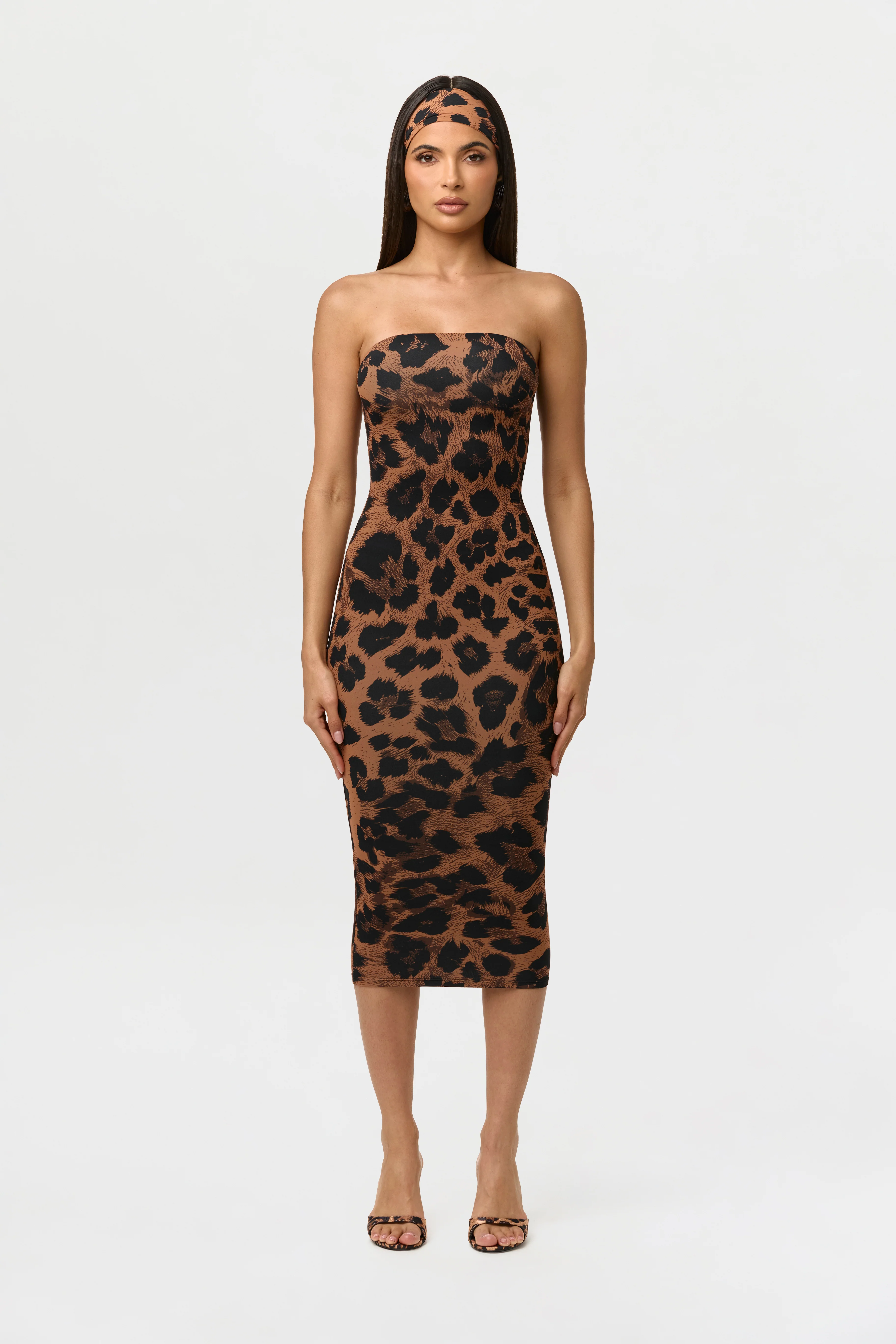 Naked Print Tube Midi Dress