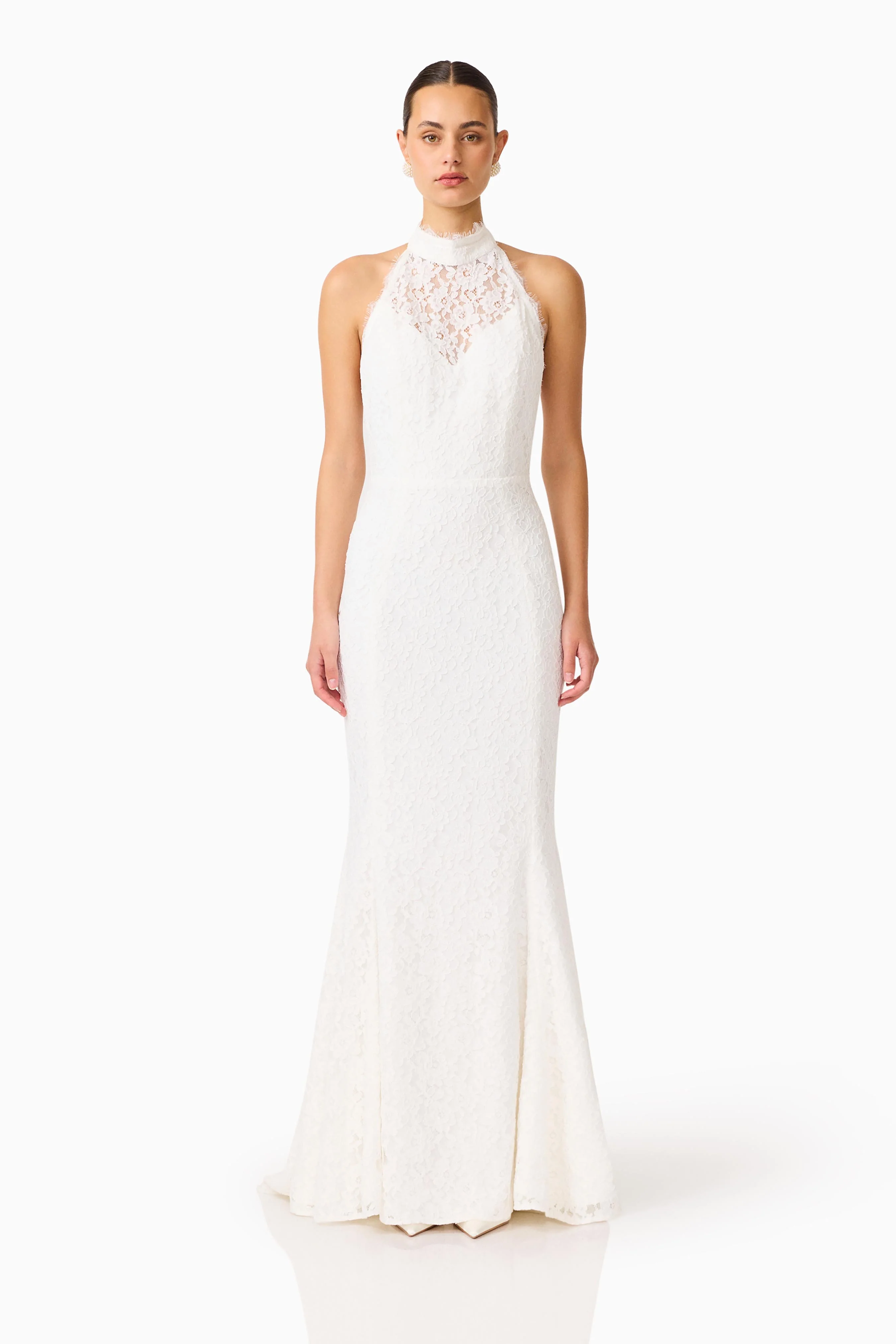 Clarisse Halter Neck Gown in White