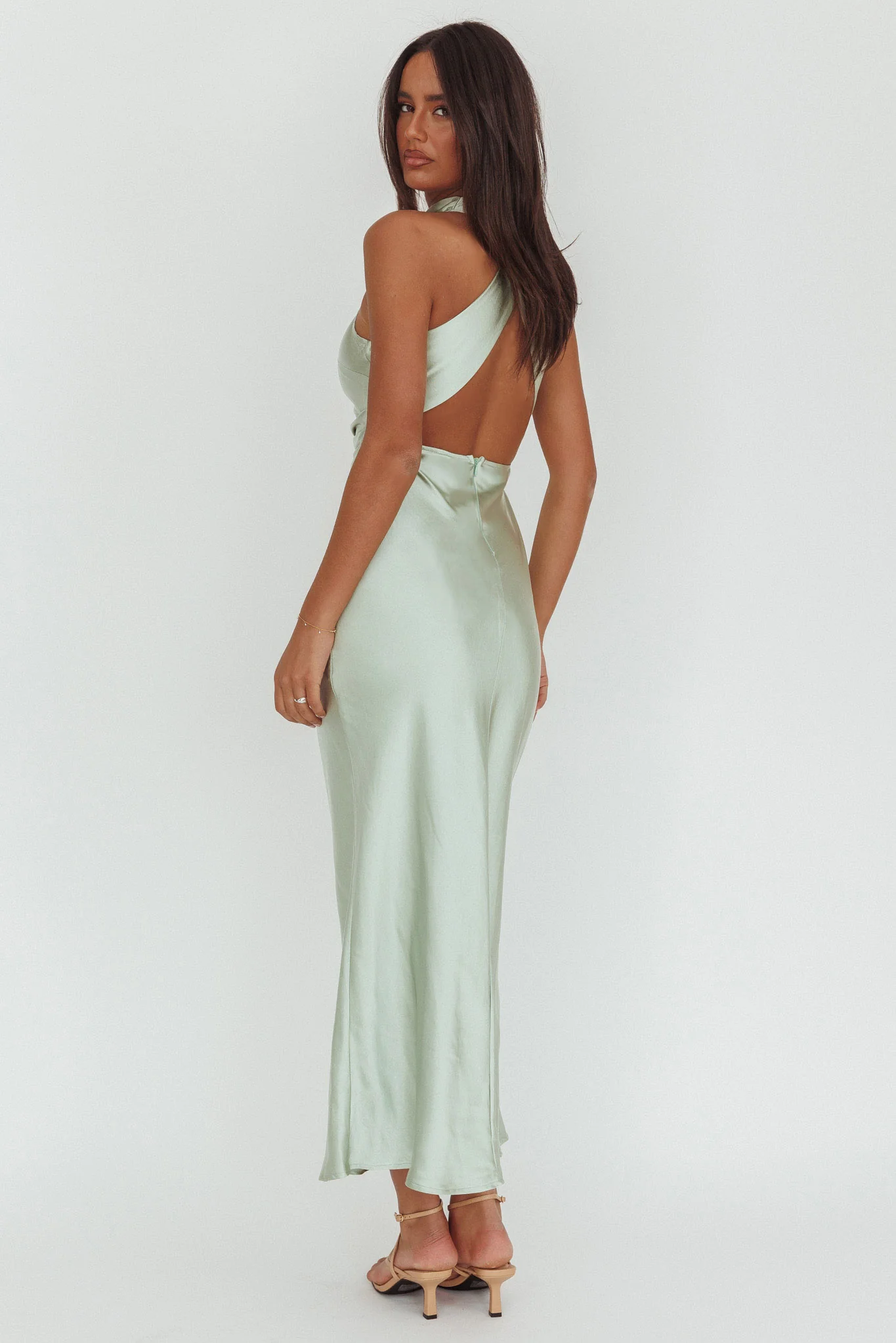 Moonlight Mirage Criss-Cross Back Maxi Dress Pistachio - luluinthesky