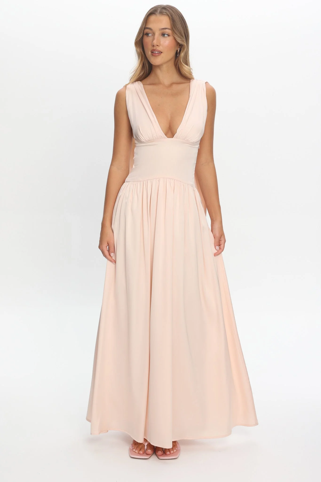 Lorienne Shoulder Sash Maxi Dress Pearl