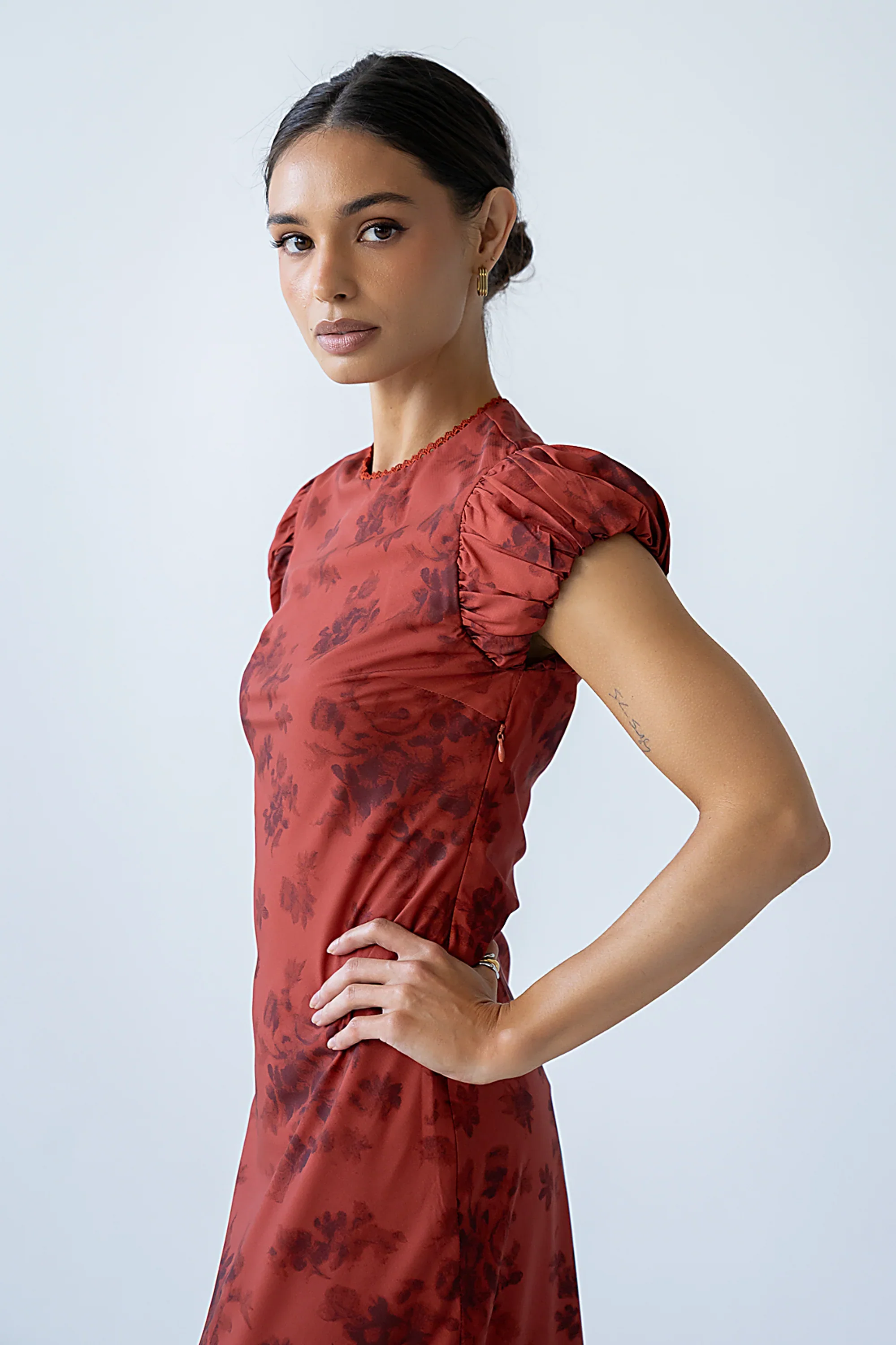 Ellianna Floral Maxi Dress in Brick