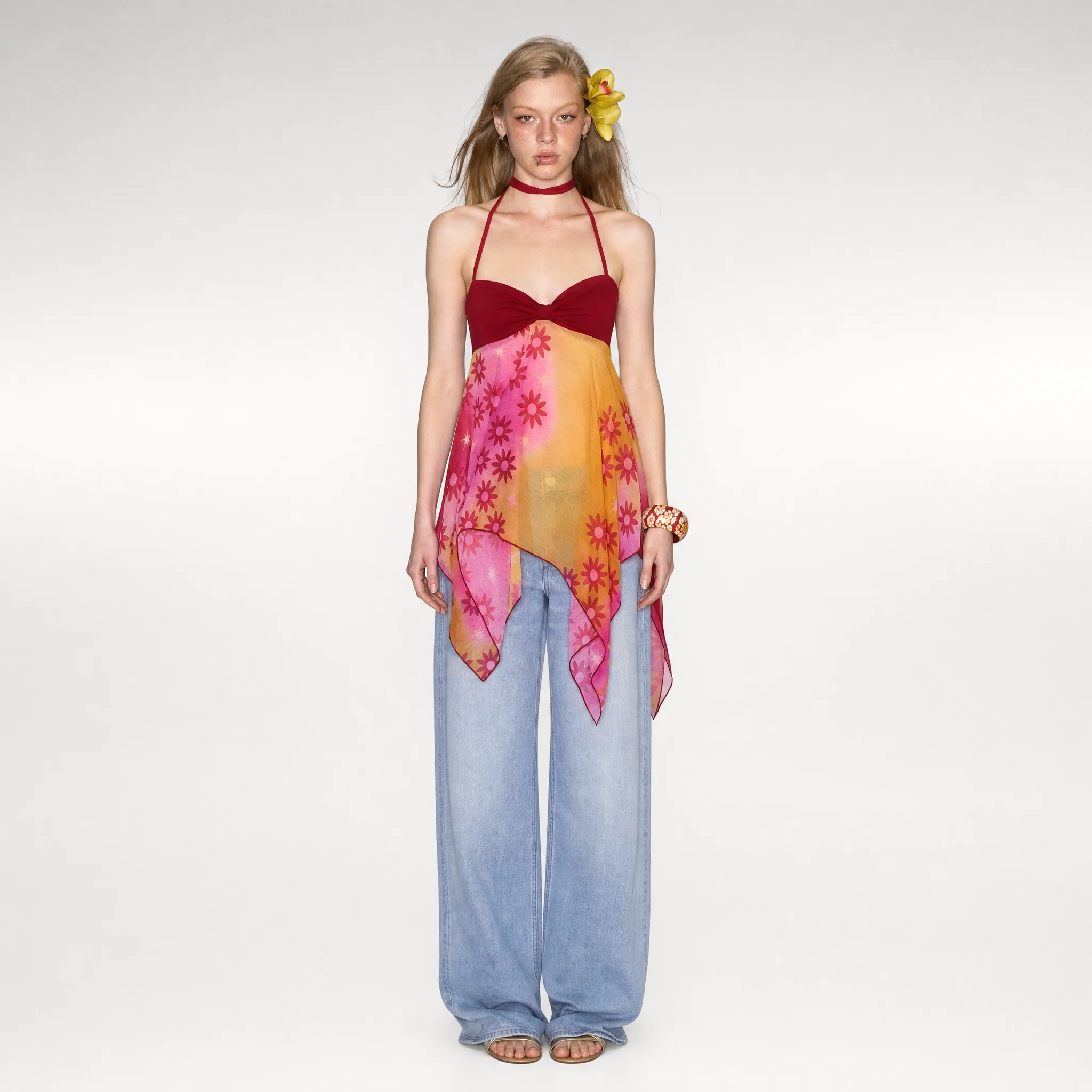 Printed Halter Slip Dress