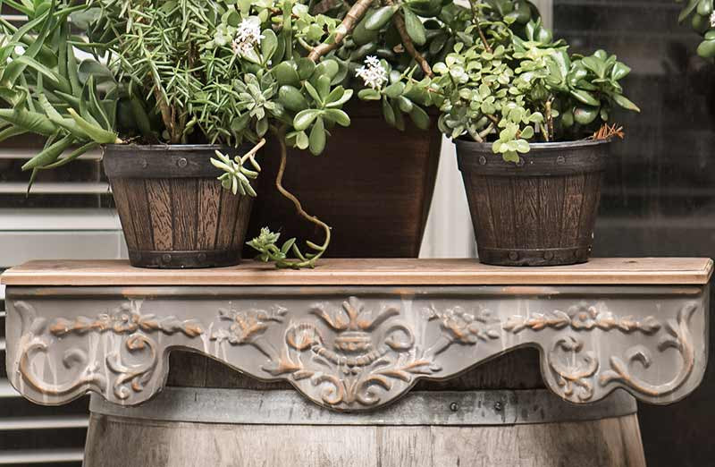 Distressed Tin Scroll Wall Shelf