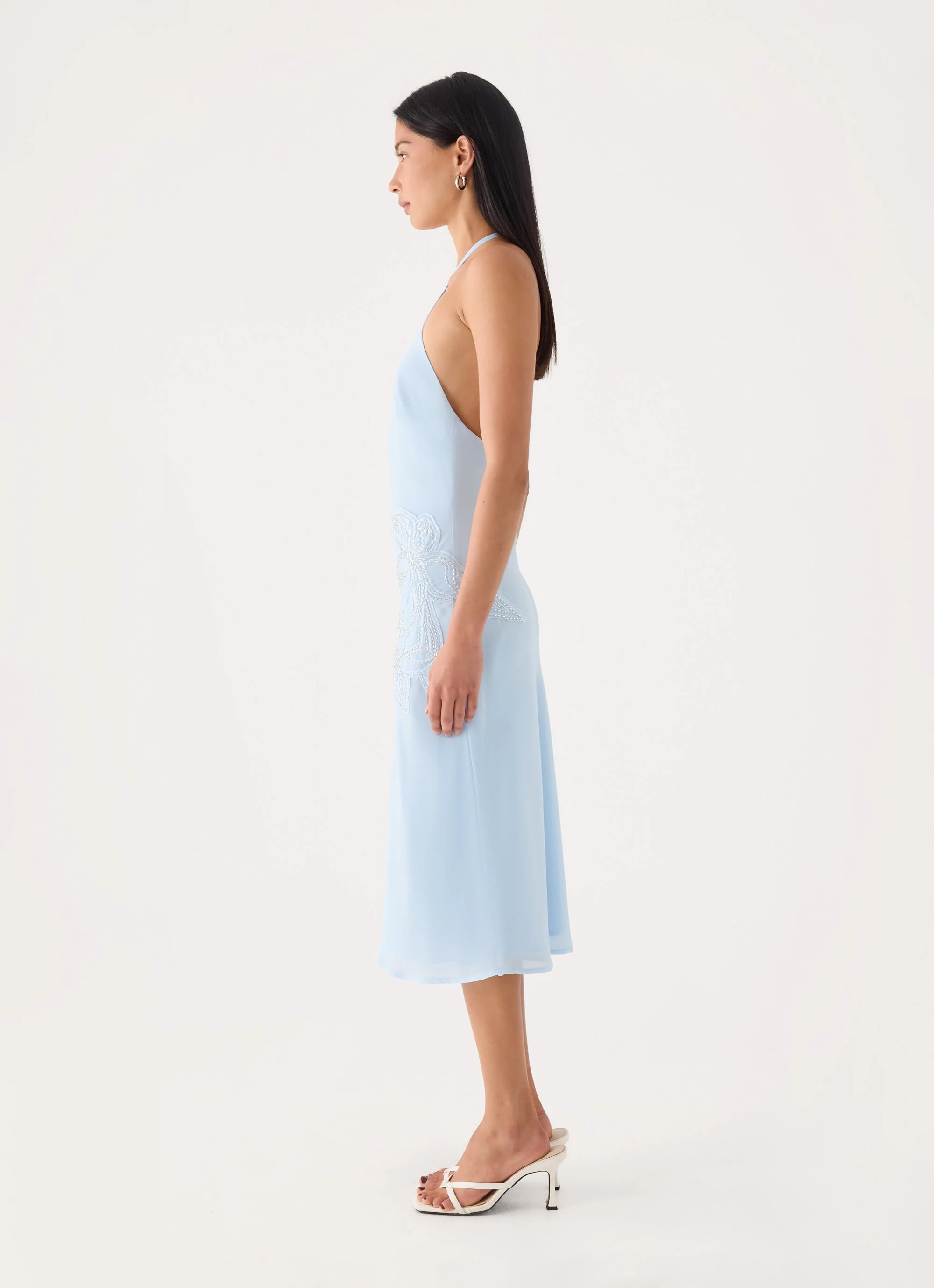 Valeska Beaded Midi Dress - Blue - luluinthesky