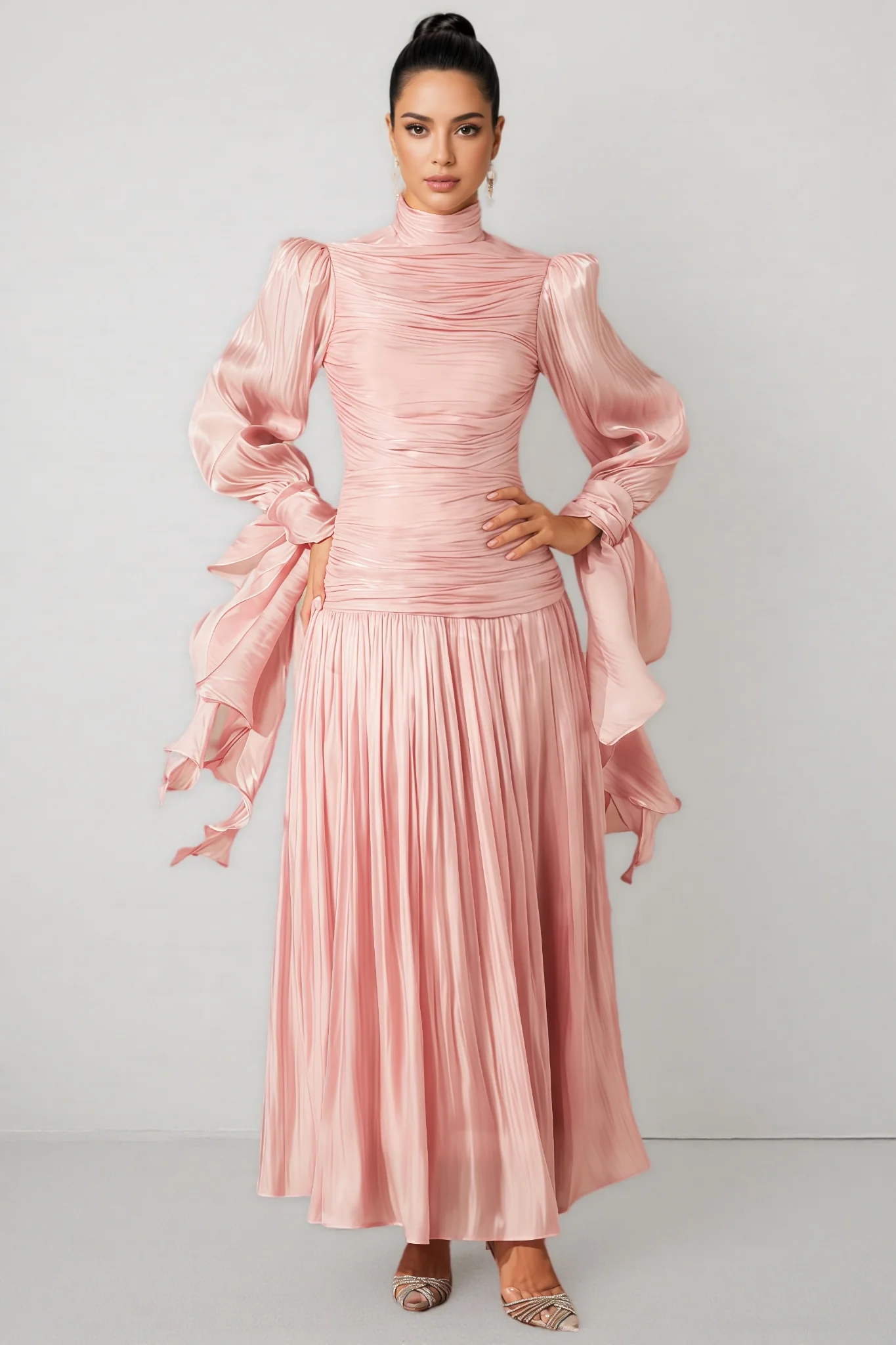Vlada Puff Sleeve Ruched Bodice Maxi Dress