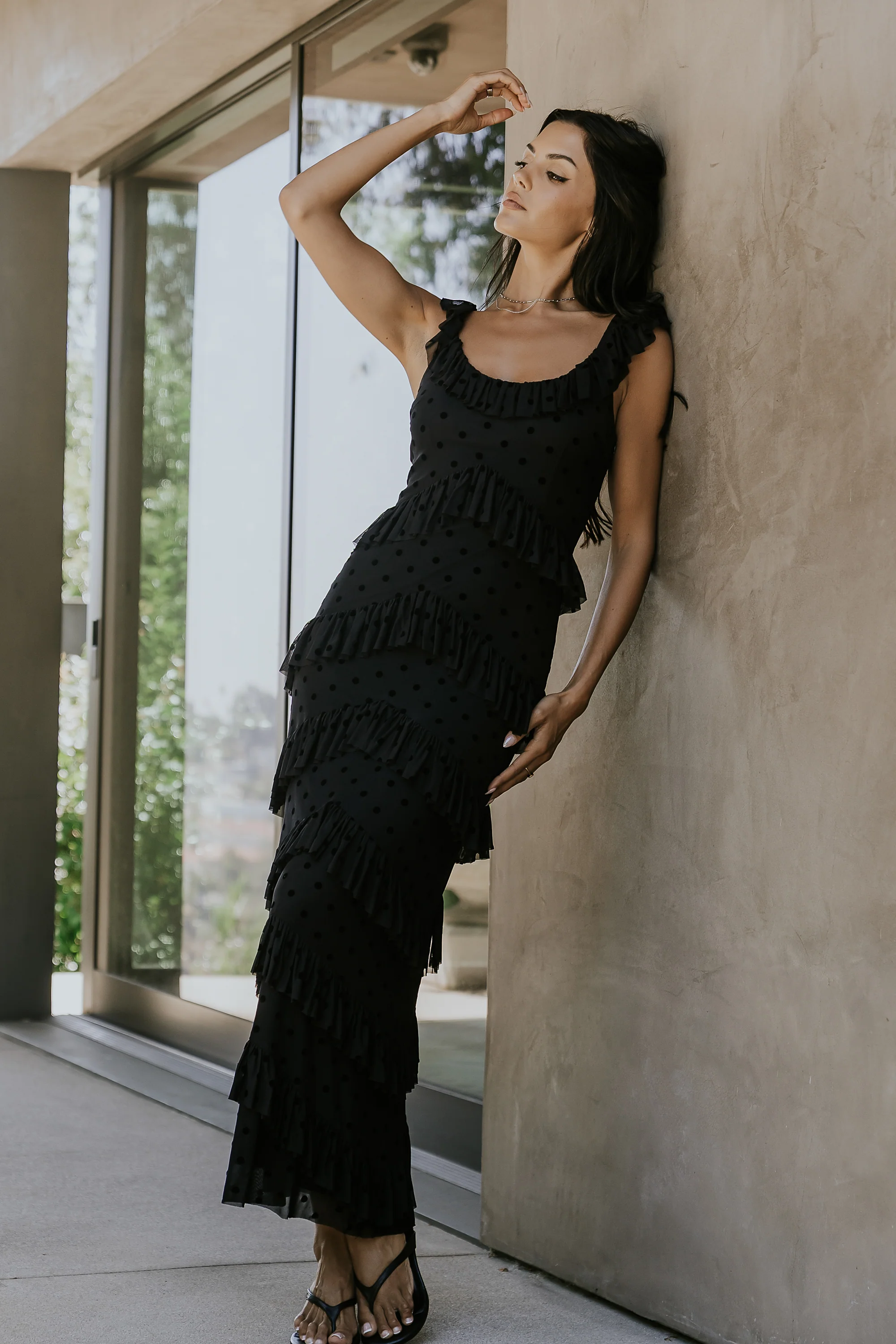 Katrina Tiered Maxi Dress in Black