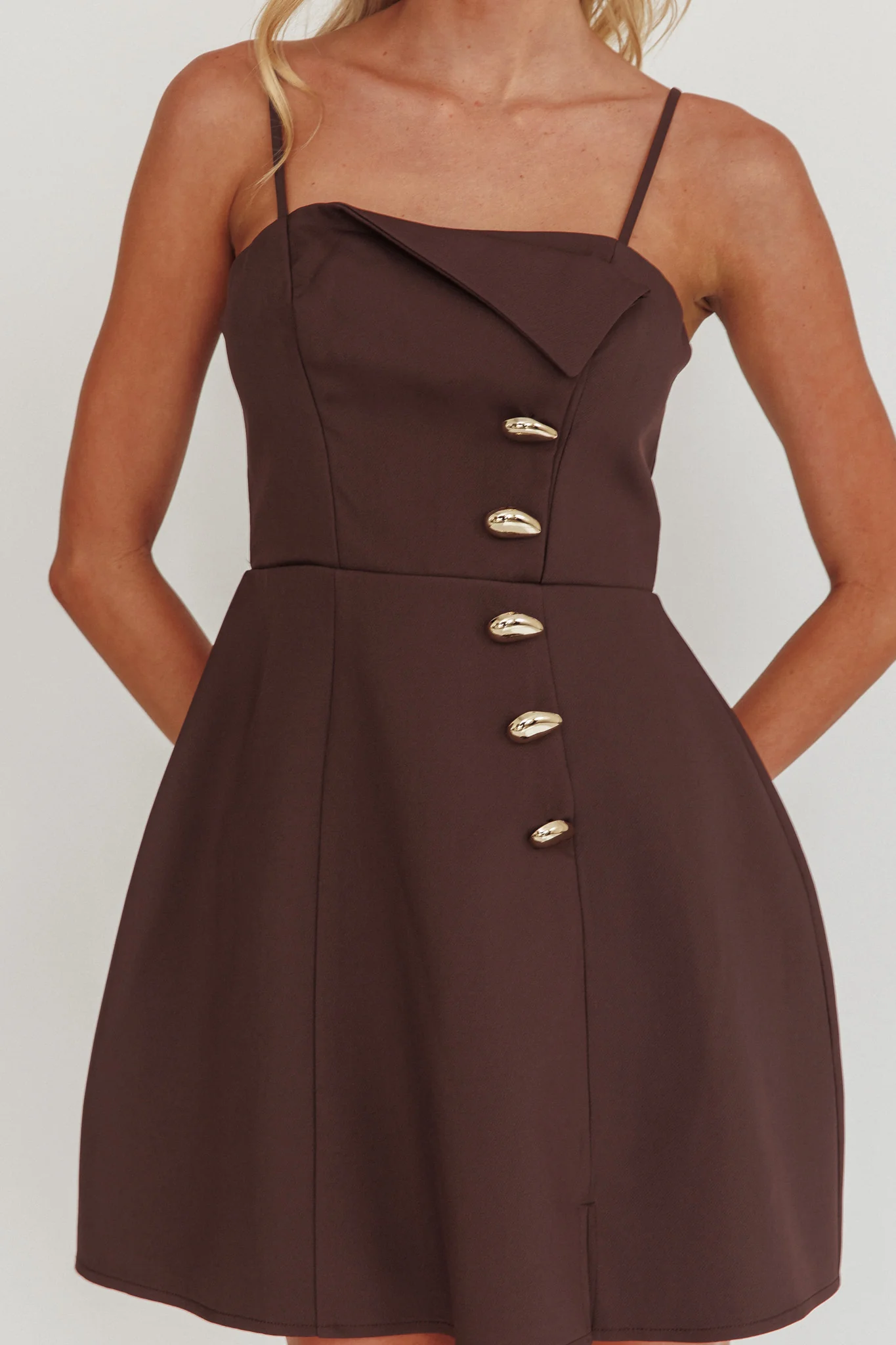 Captivated Button Feature Mini Dress Coco - luluinthesky