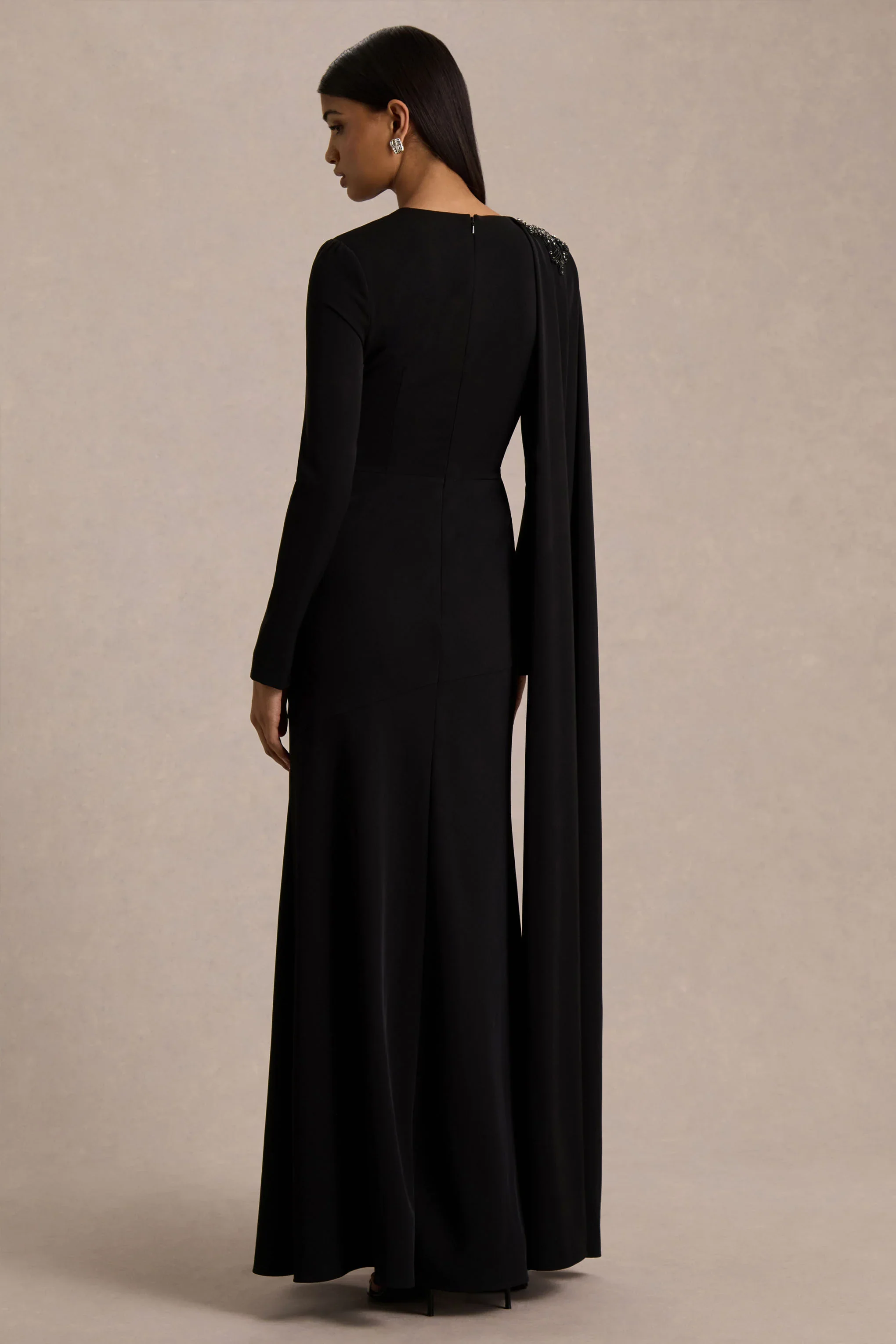 Fabiana | Black Hand-Embellished Maxi Skirt