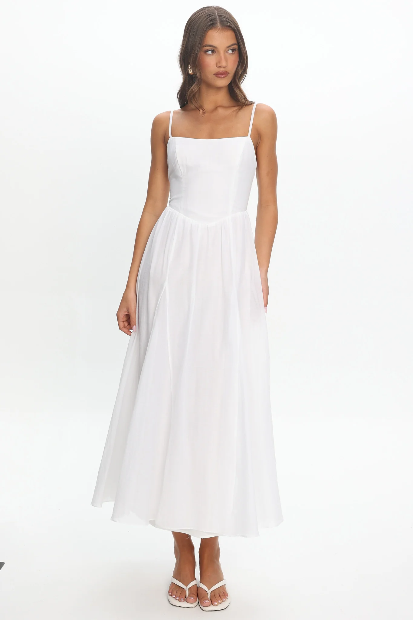 Dulce Scoop Neck Midi Dress White