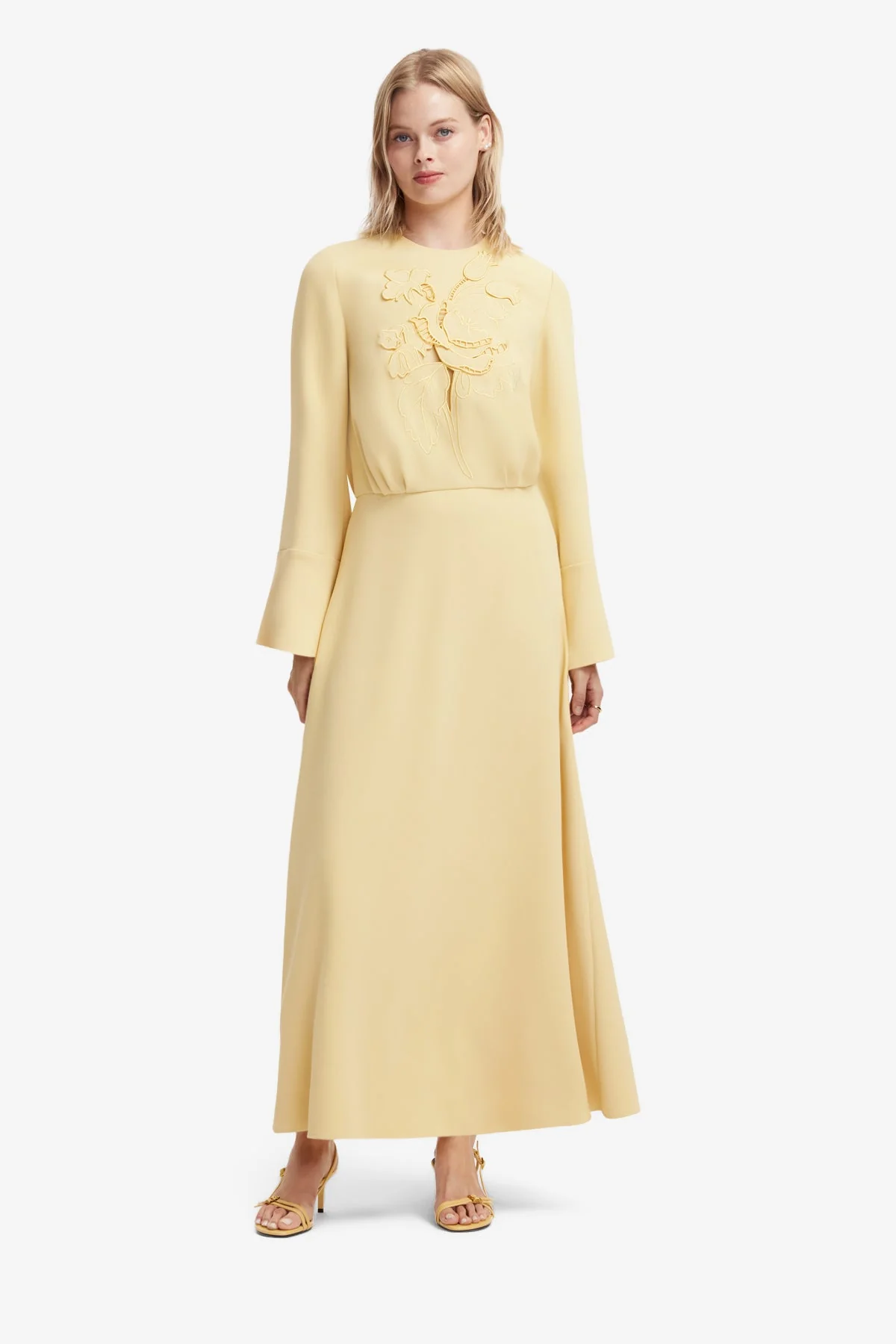 Kinsley Appliqué Maxi Dress - Dusty Yellow
