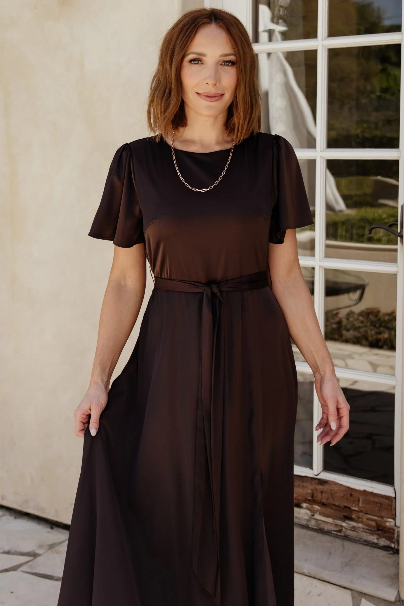 Agnes Satin Maxi Dress | Espresso - luluinthesky