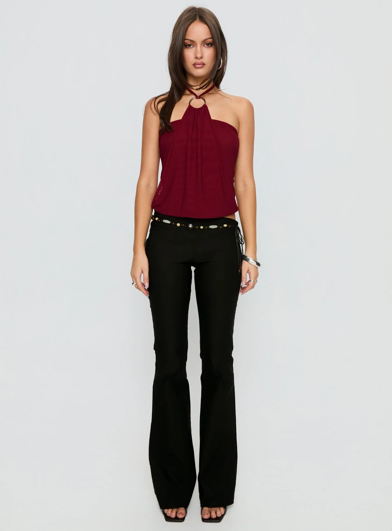 Hedlea Draped Ring Detail Top Wine