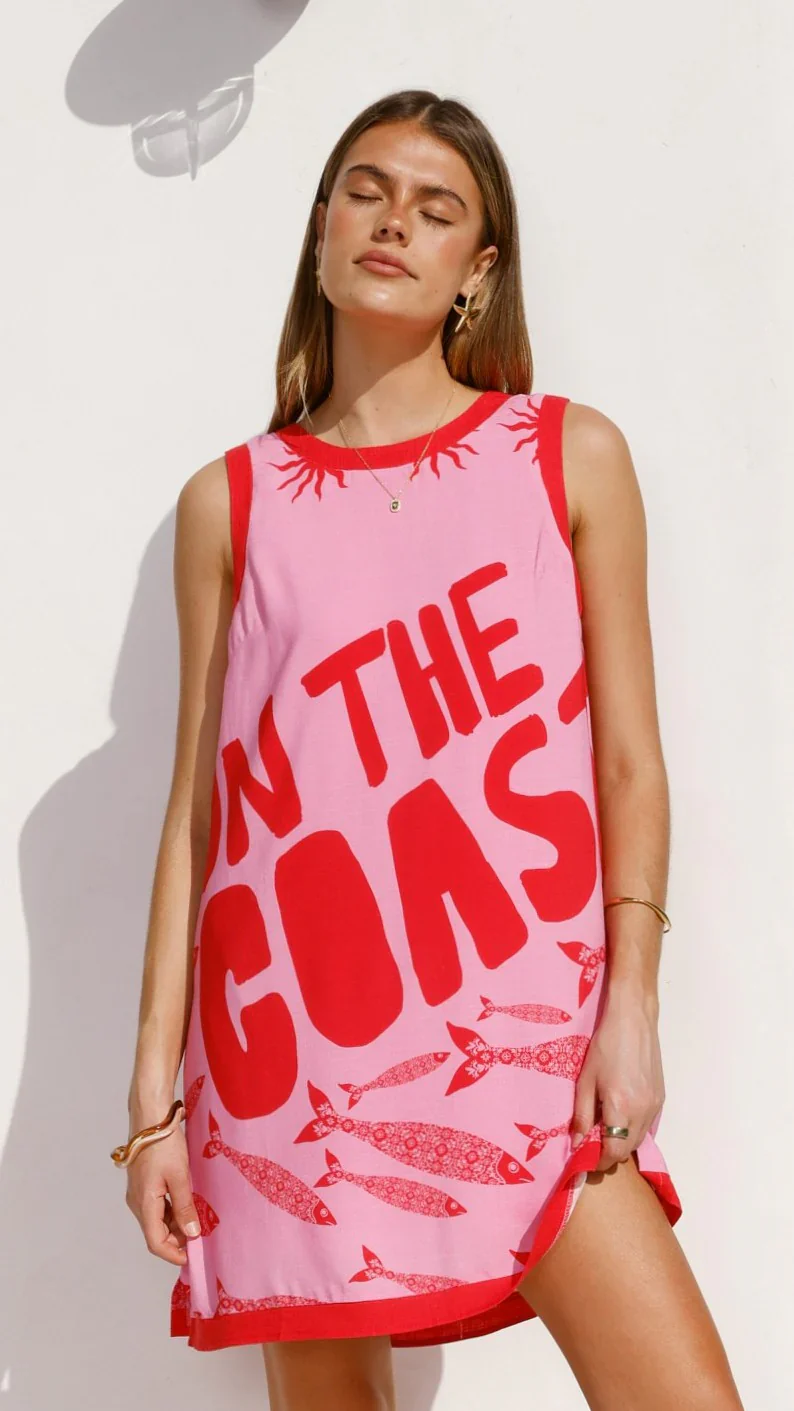 Amara Mini Dress - Pink/Red Tide