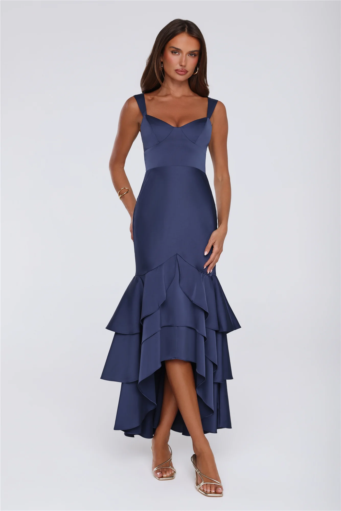 Formal Whimsy Satin Maxi Dress Navy