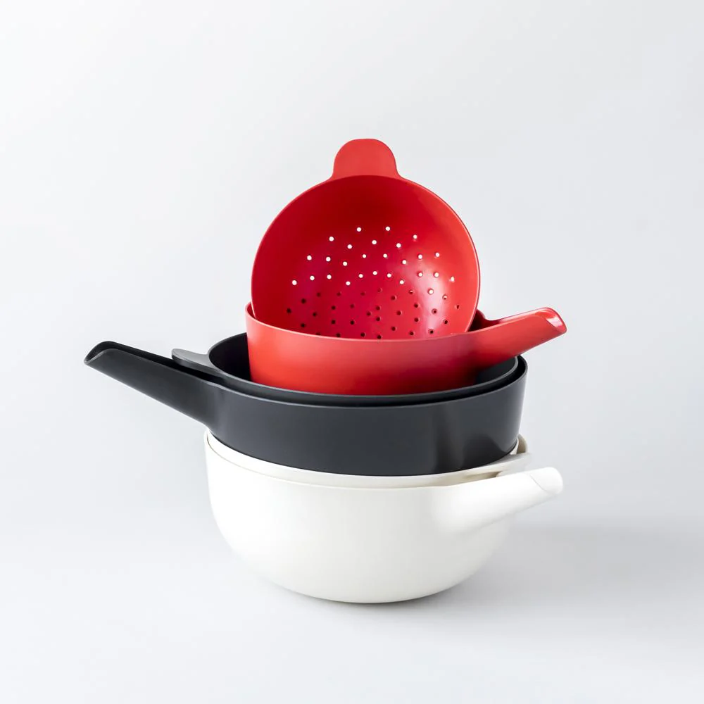 Vogeelle Large Mixing Bowl and Colander Set - Tomato