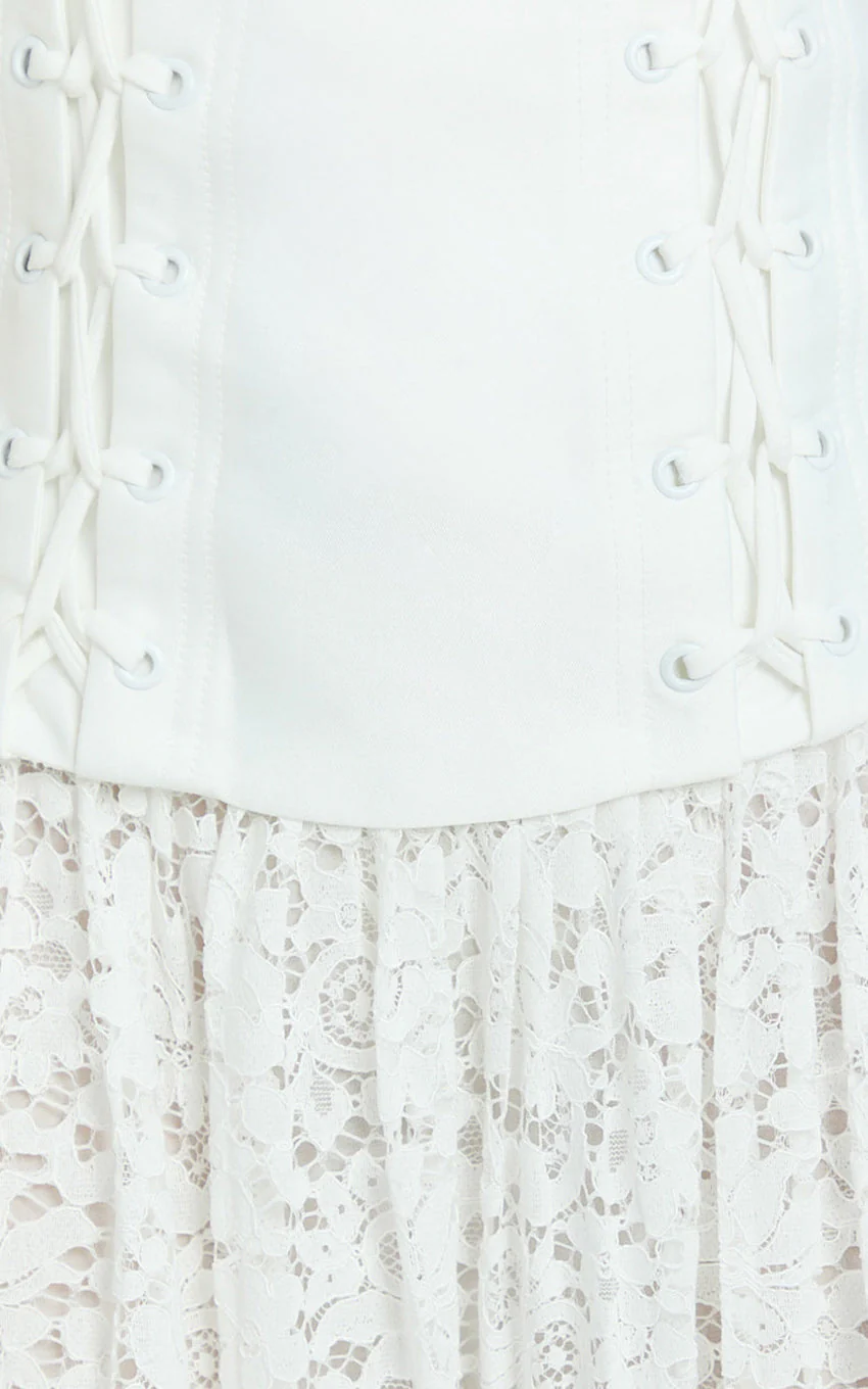 Emerie Mini Dress - Strapless Drop Waist Pleated Dress in Cream - luluinthesky