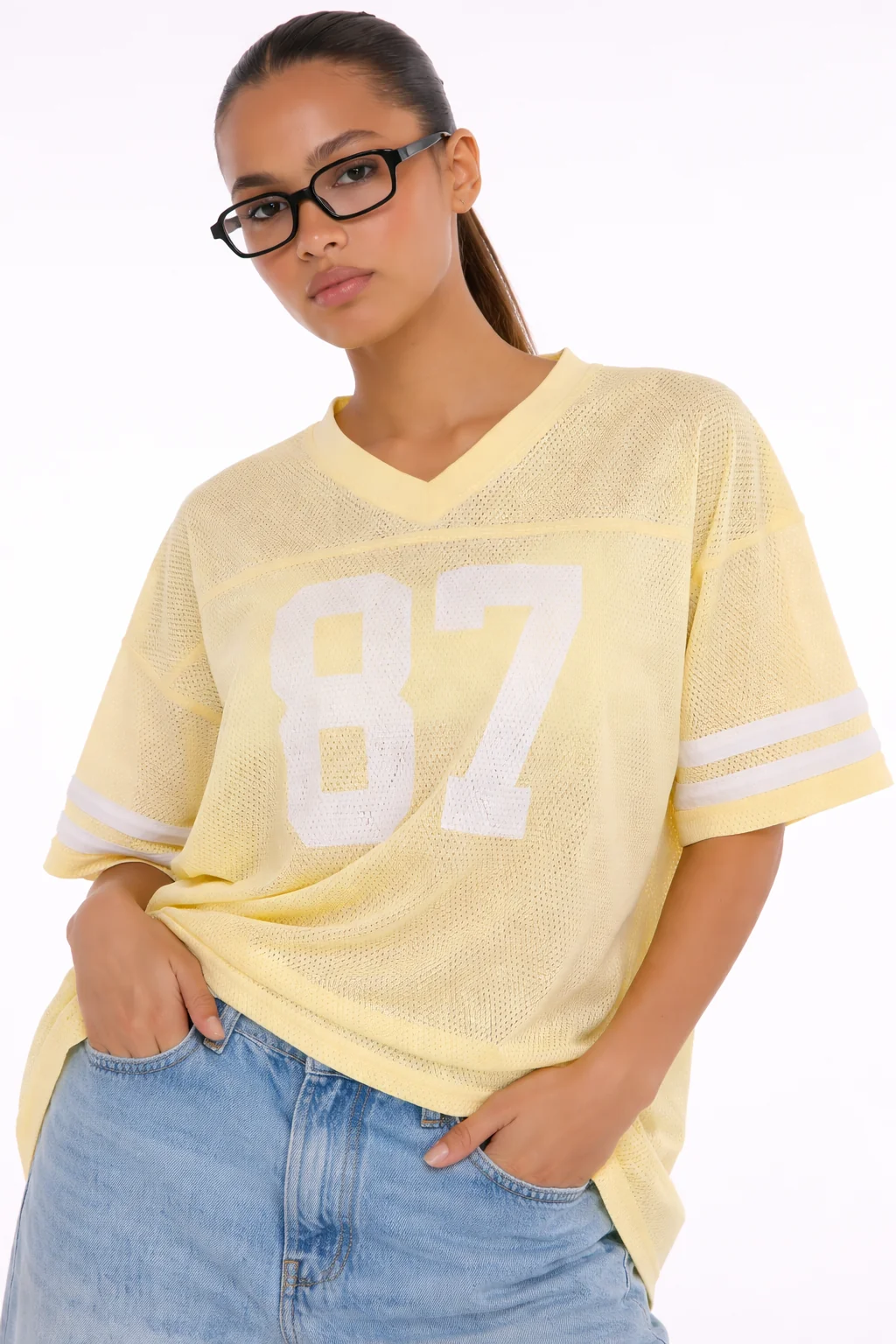 Oversized Graphic Mesh Jersey Tee