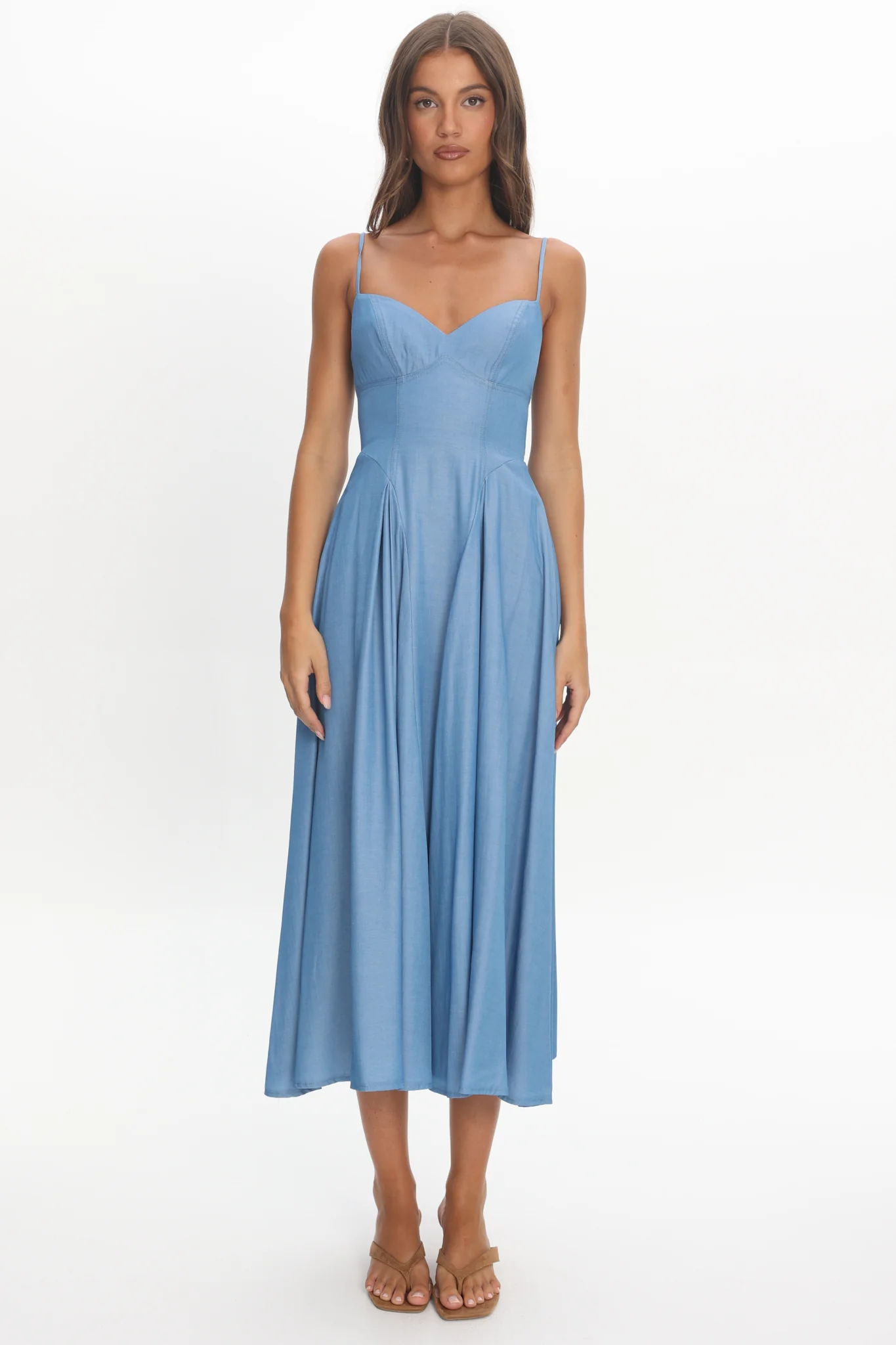 Take It All Cami Strap Midi Dress Light Blue