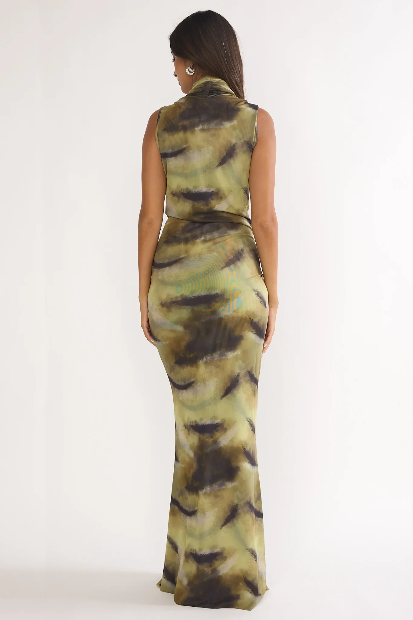Veya Sleeveless Cowl Maxi Dress Moss