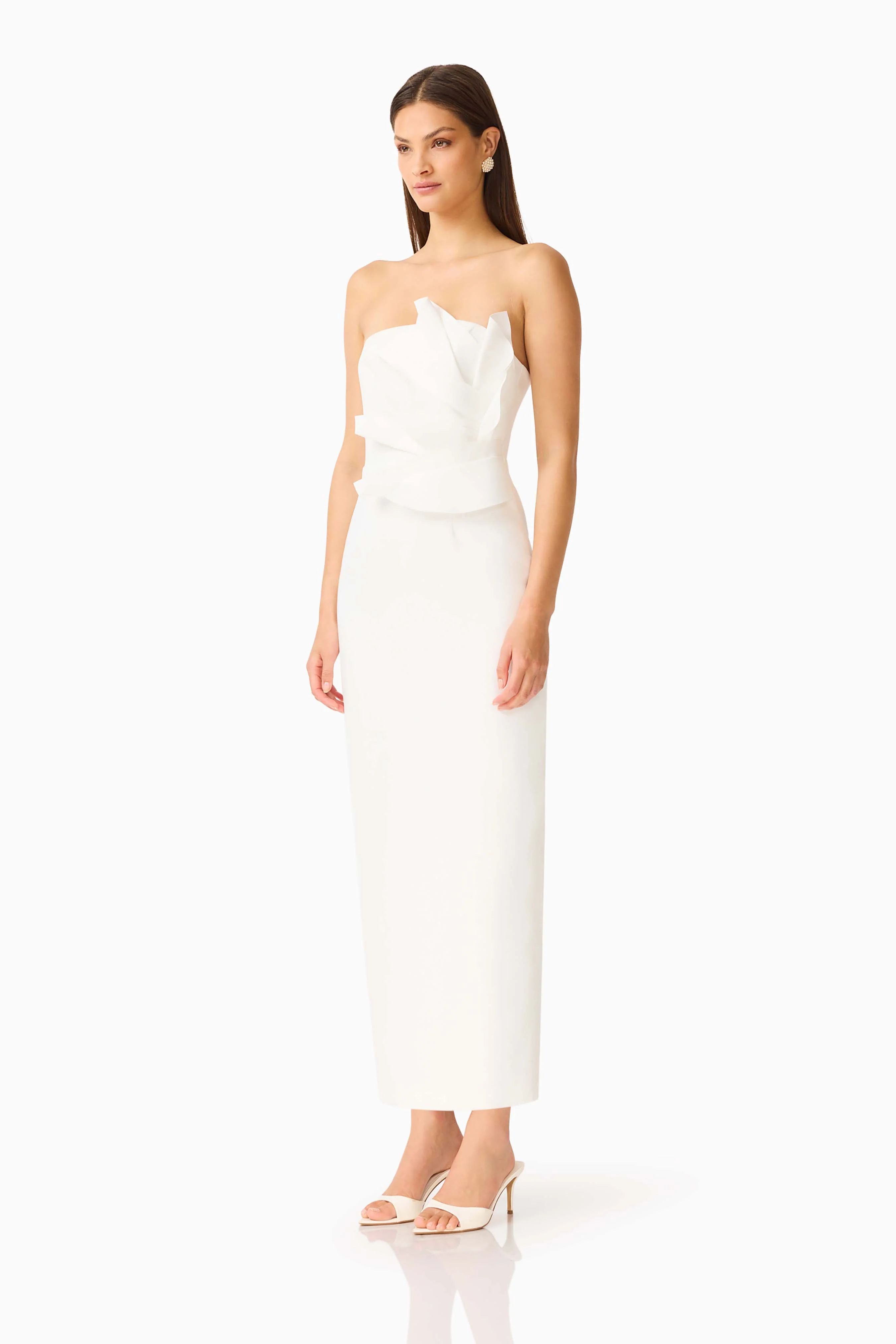 Laurentia Column Midi Dress in White