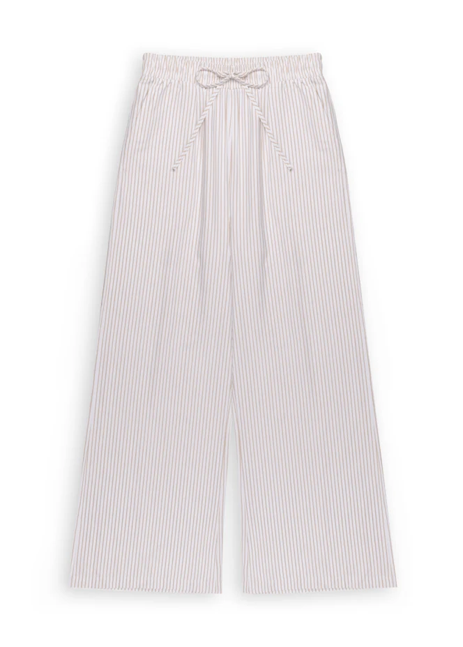 Striped Long Sleeve Shirt and Wide Leg Pants Set