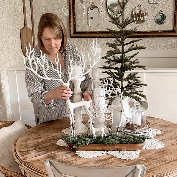 Handcrafted White Merry Reindeer, Set of 3