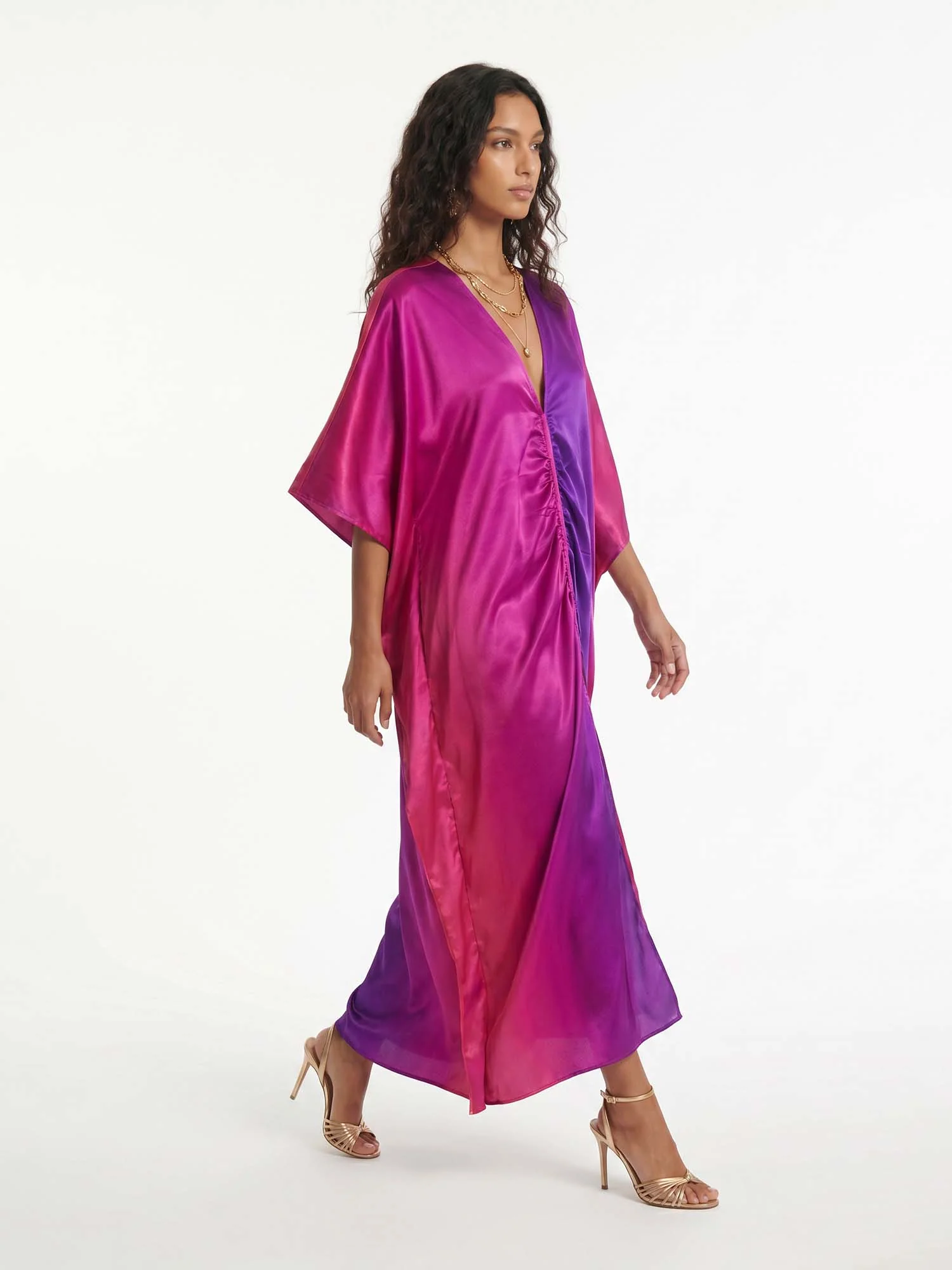 Violet Ombre Drape Maxi Dress