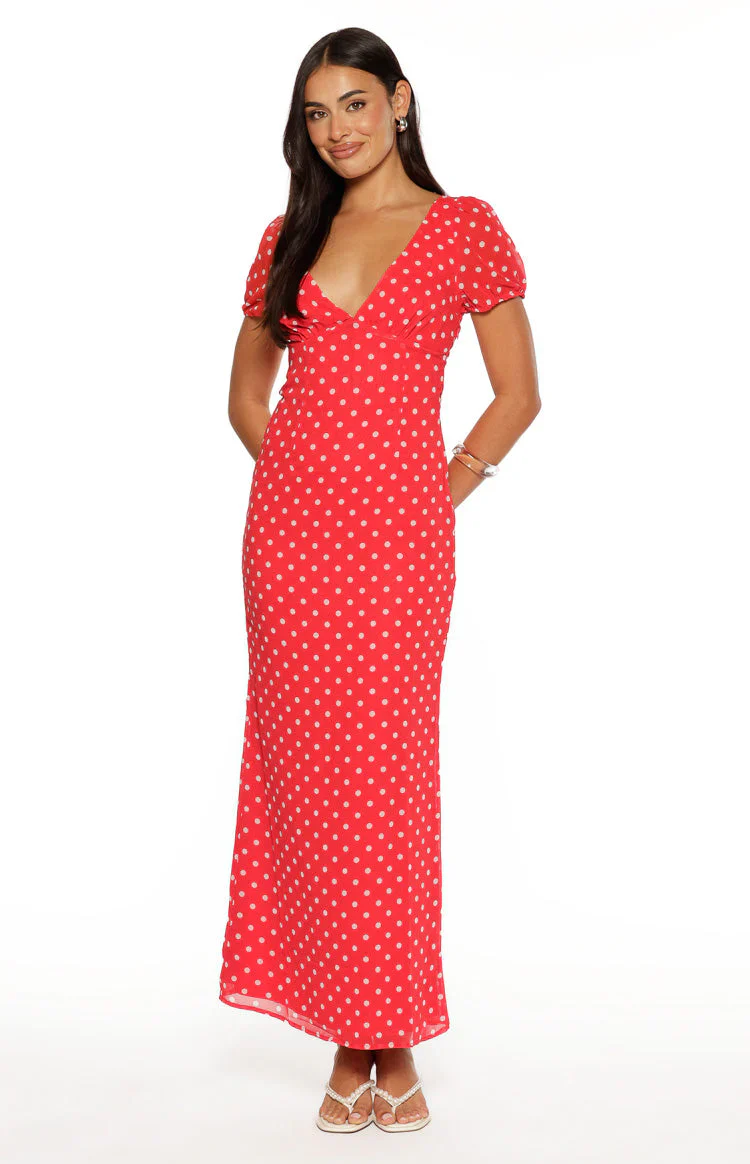 Lovella Red Polka Dot Maxi Dress