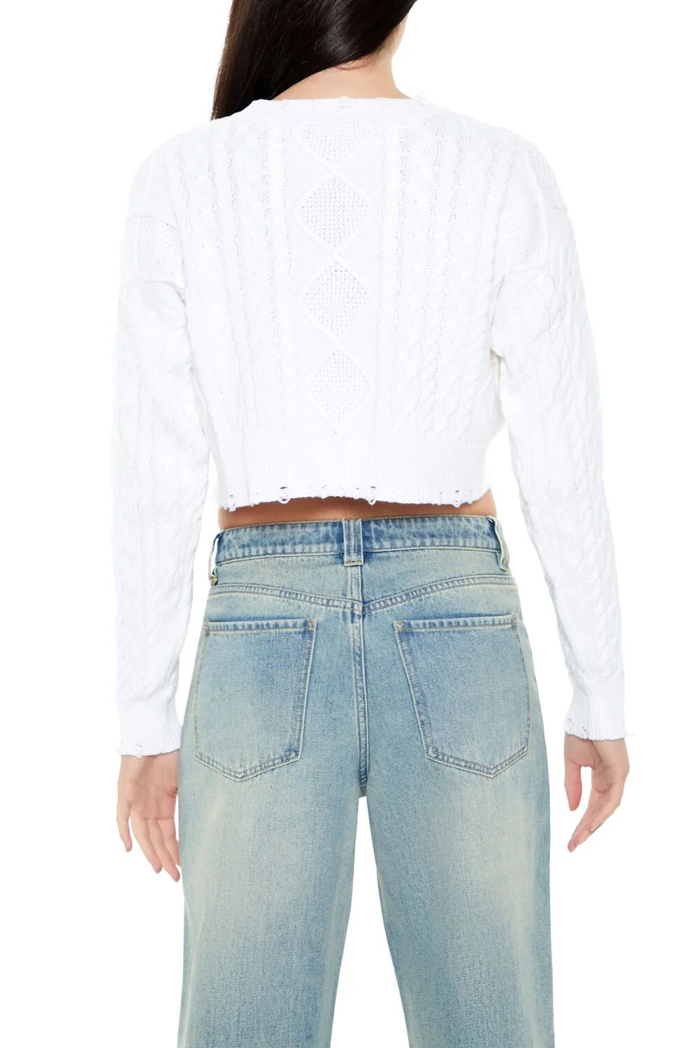 Cropped Cable Knit Sweater