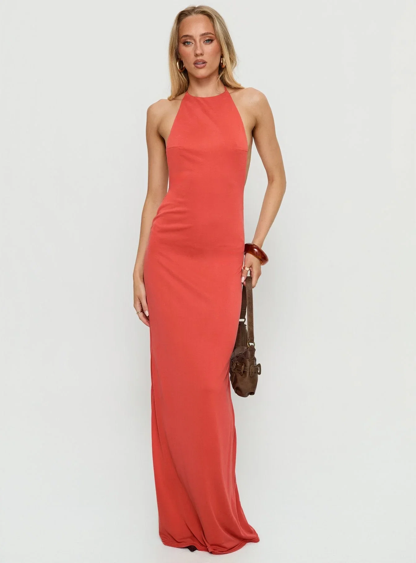 Rheanna Draped Backless Maxi Dress Orange